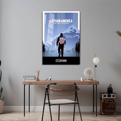 Flex Designs Metal Poster Captain America The First Avenger Minimalist 24 x 36" Home Goods - Movie 2011 Movie Metal Poster