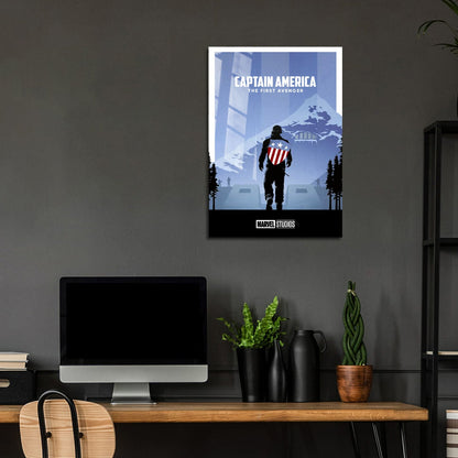 Flex Designs Metal Poster Captain America The First Avenger Minimalist 5 x 7" Home Goods - Movie 2011 Movie Metal Poster