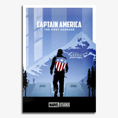 Flex Designs Metal Poster Captain America The First Avenger Minimalist 11 x 17" Home Goods - Movie 2011 Movie Metal Poster