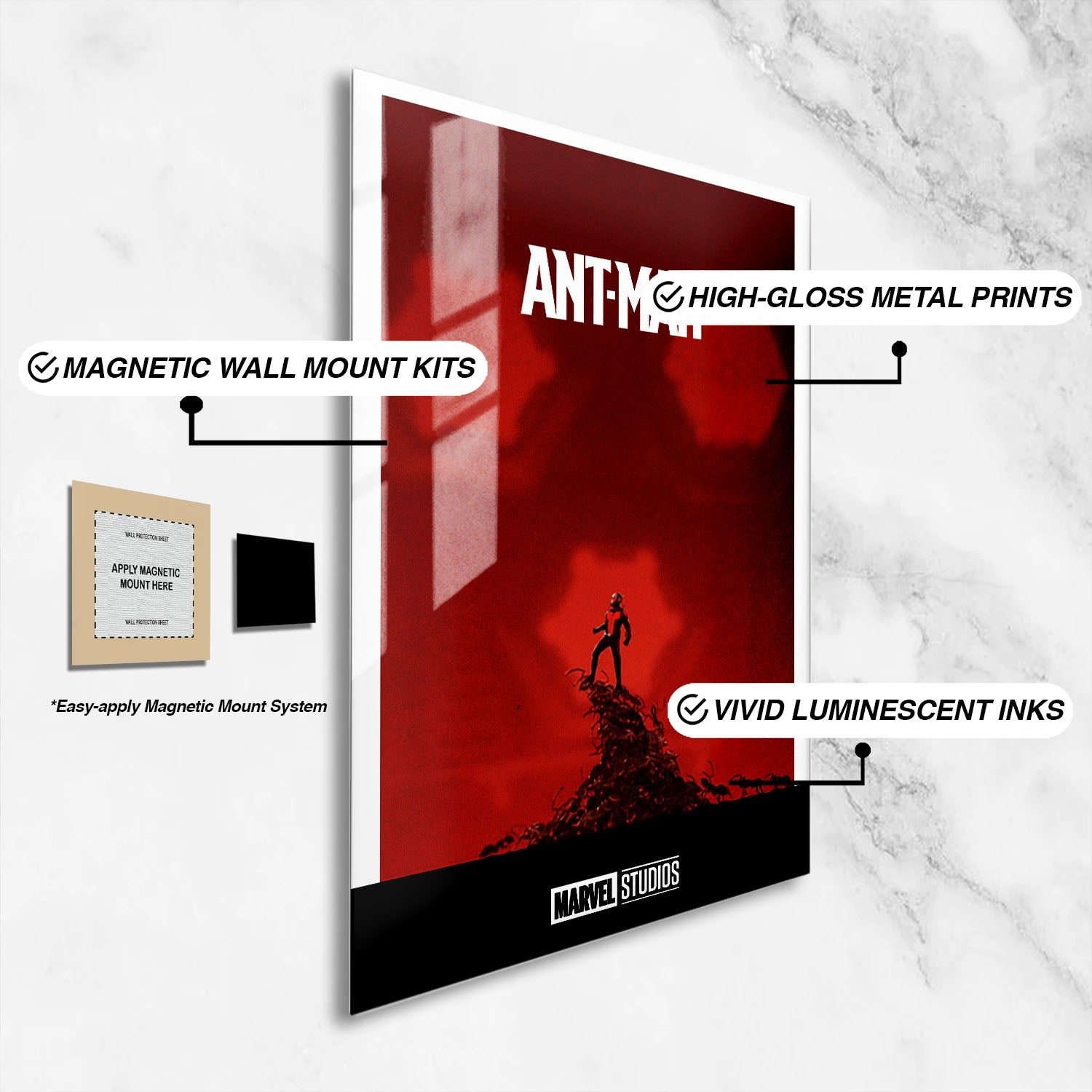 Flex Designs Metal Poster Ant-Man Minimalist 16 x 24" Home Goods - Movie 2015 Movie Metal Poster