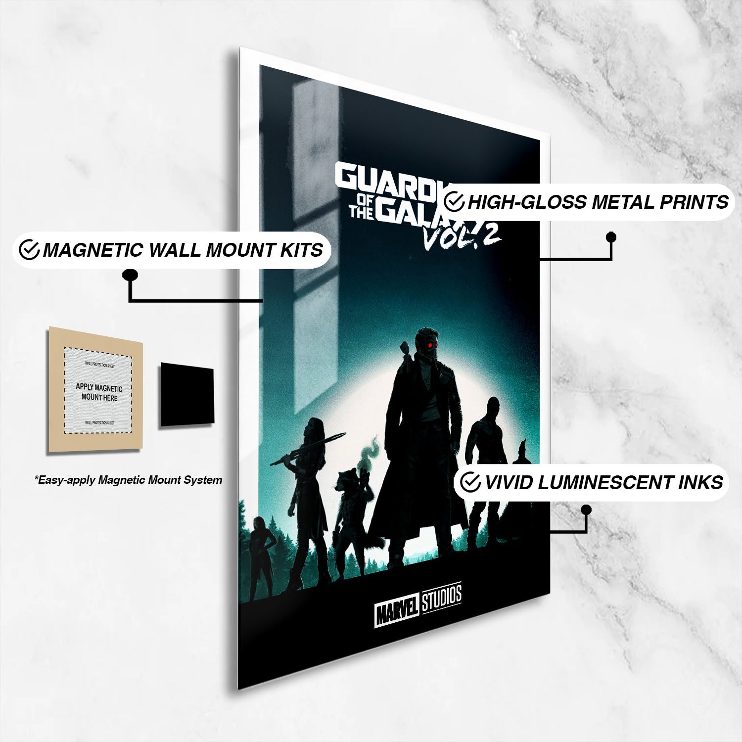 Flex Designs Metal Poster Guardians of the Galaxy Vol 2 Minimalist 16 x 24" Home Goods - Movie 2017 Movie Metal Poster