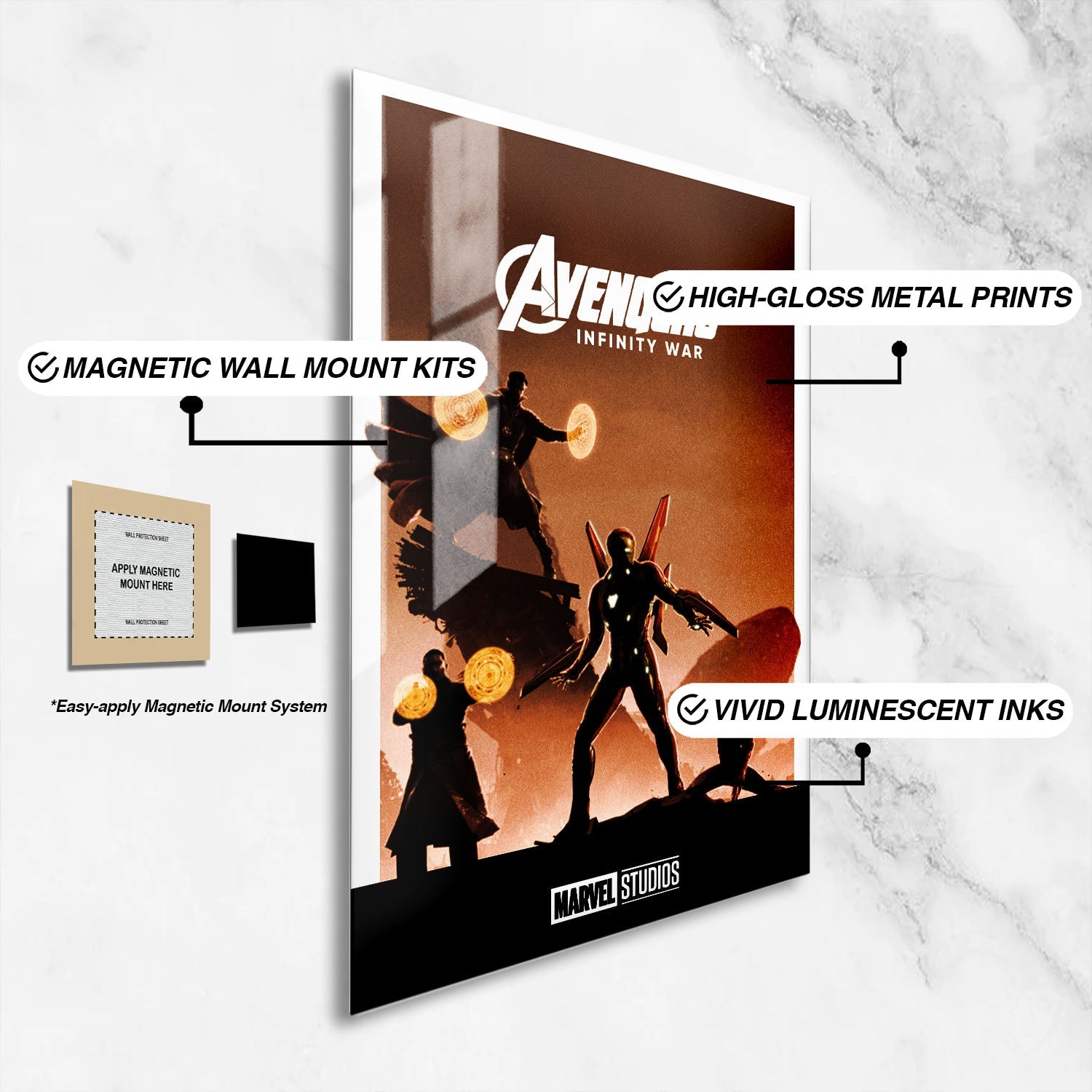 Flex Designs Metal Poster Avengers Infinity War Minimalist 16 x 24" Home Goods - Movie 2018 Movie Metal Poster