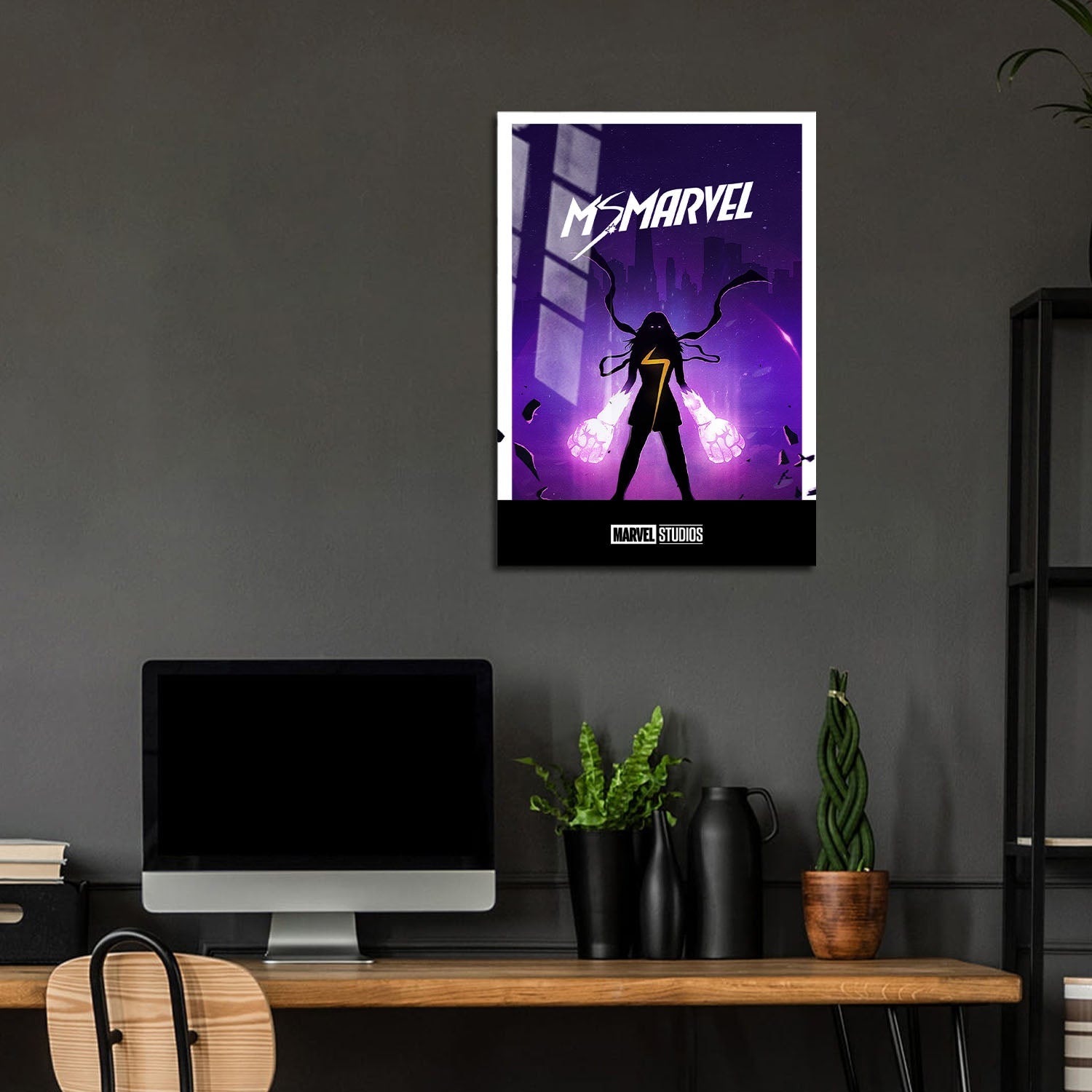 Flex Designs Metal Poster Ms Marvel Minimalist 5 x 7" Home Goods - TV Show 2022 TV Show Metal Poster