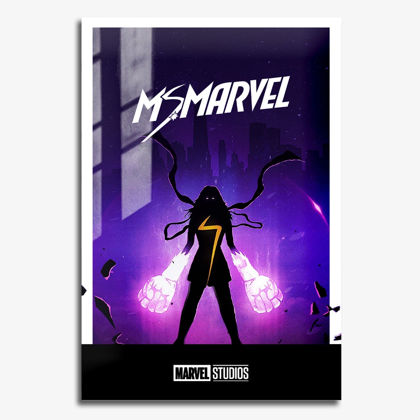 Flex Designs Metal Poster Ms Marvel Minimalist 11 x 17" Home Goods - TV Show 2022 TV Show Metal Poster
