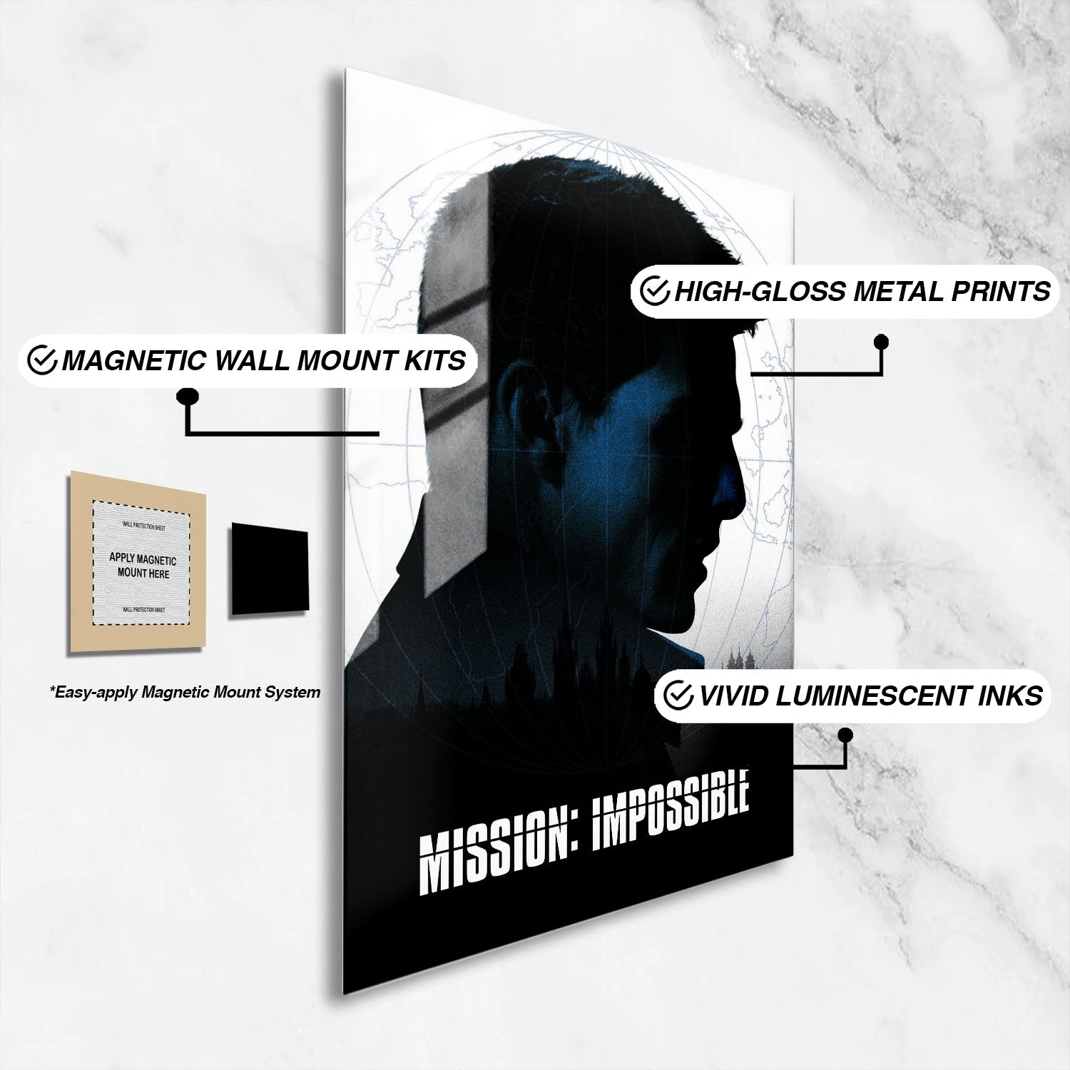 Flex Designs Metal Poster Mission Impossible 16 x 24" Home Goods - Movie 1996 Movie Metal Poster