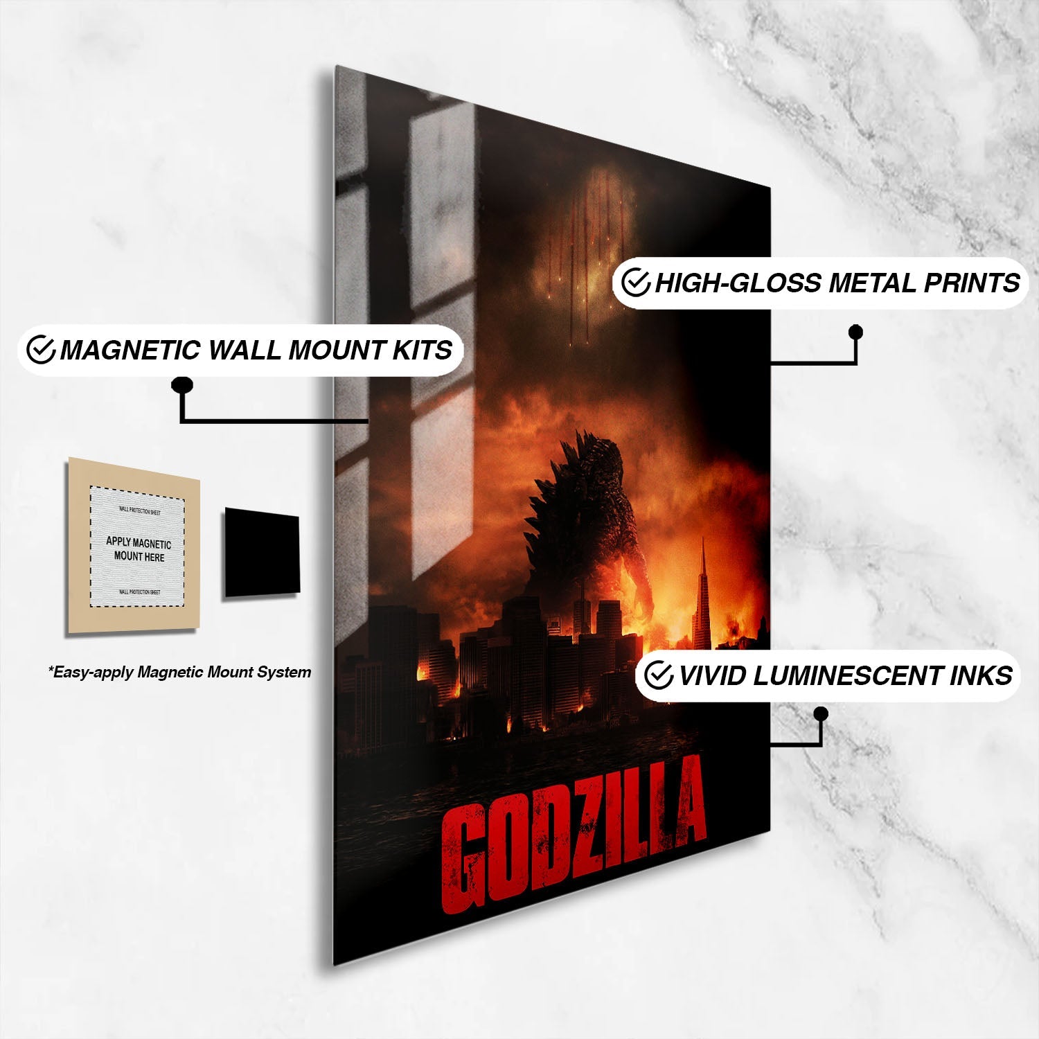 Flex Designs Metal Poster Godzilla 2014 16 x 24" Home Goods - Movie 2014 Movie Metal Poster