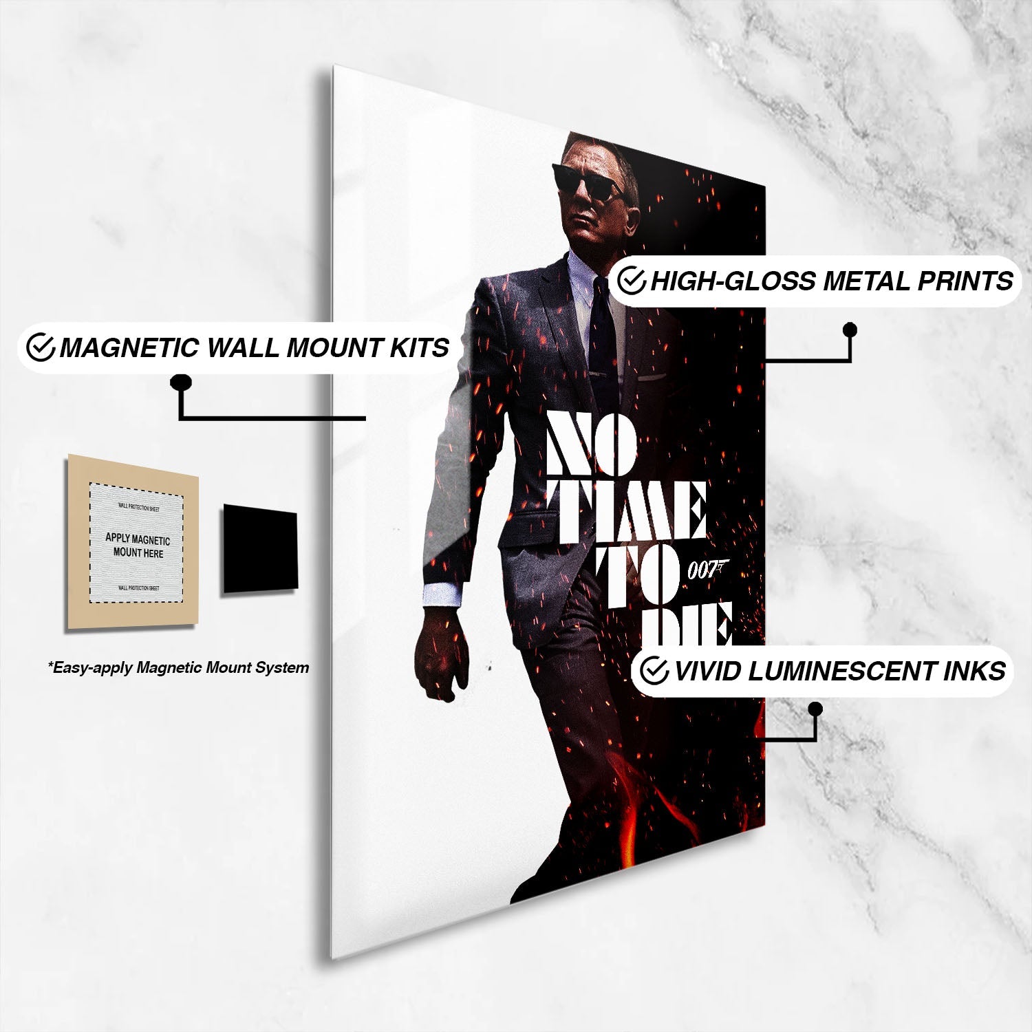 Flex Designs Metal Poster No Time to Die Cinematic 16 x 24" Home Goods - Movie 2021 Movie Metal Poster