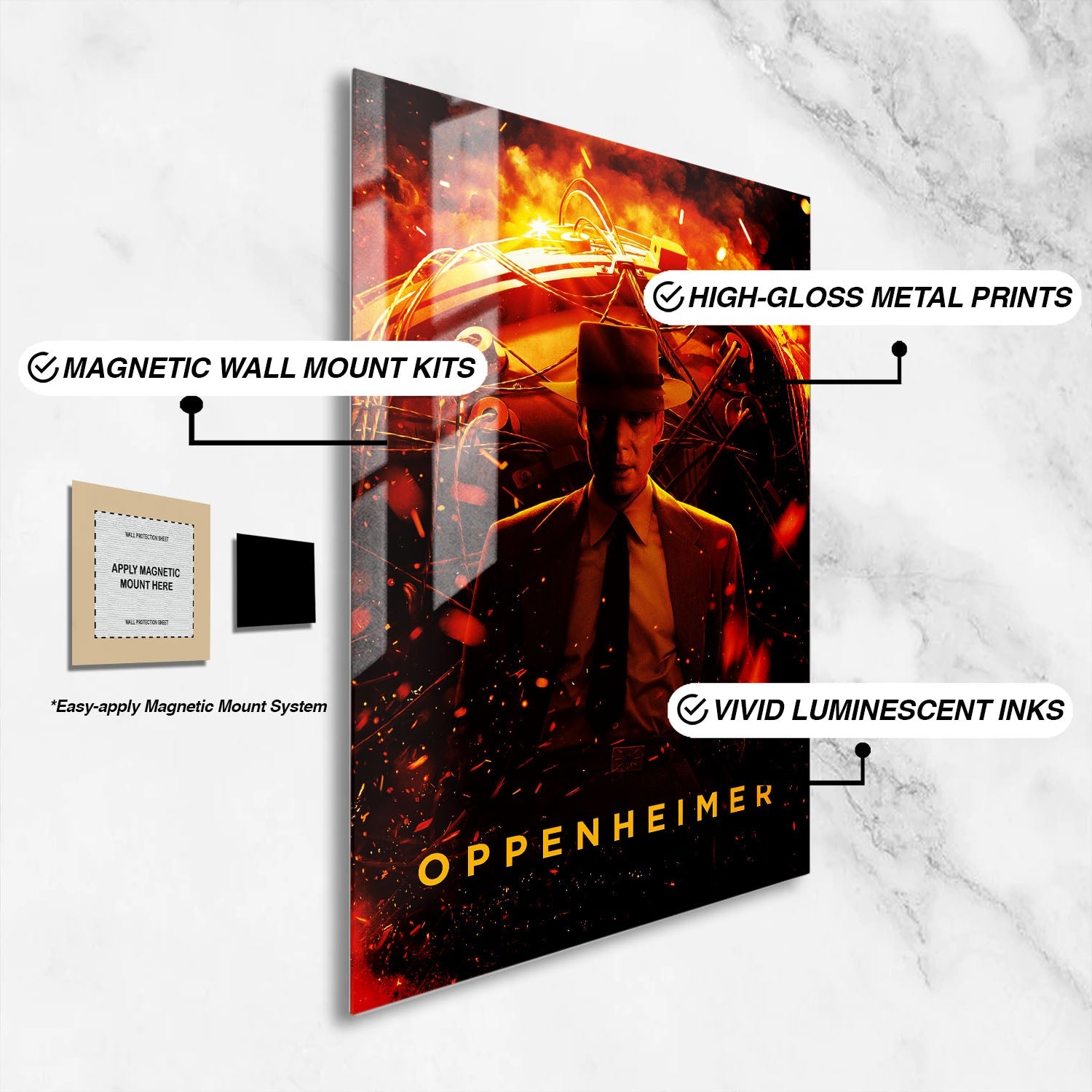 Flex Designs Metal Poster Oppenheimer 16 x 24" Home Goods - Movie 2023 Movie Metal Poster