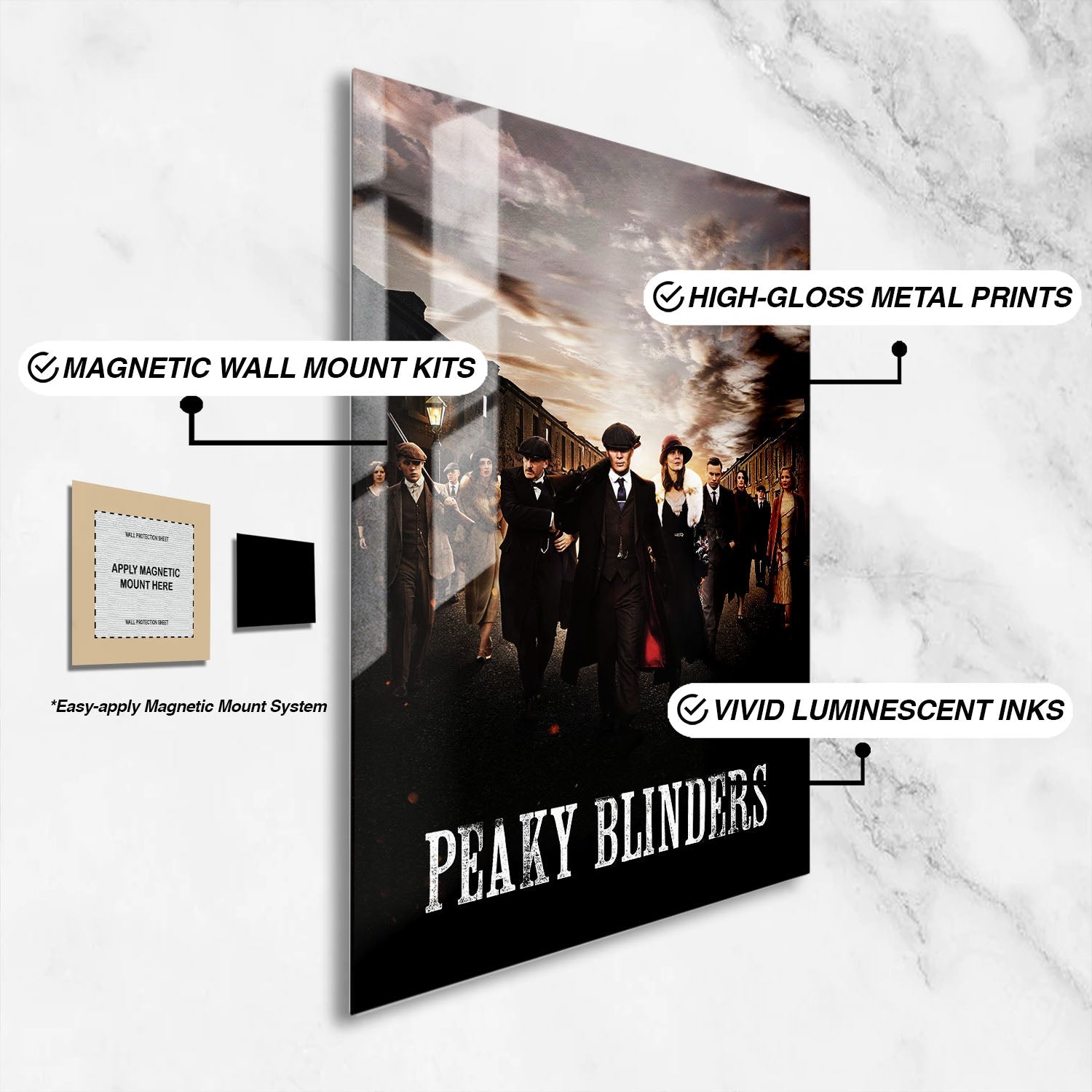 Flex Designs Metal Poster Peaky Blinders Theatrical 16 x 24" Home Goods - TV Show 2013 TV Show Metal Poster