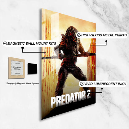 Flex Designs Metal Poster Predator 2 Classic 16 x 24" Home Goods - Movie 1990 Movie Metal Poster