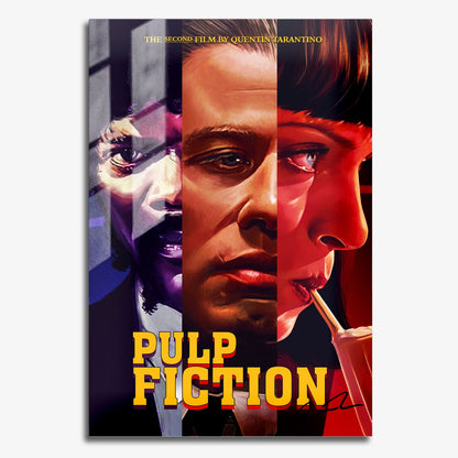 Flex Designs Metal Poster Pulp Fiction Key Art 11 x 17" Home Goods - Movie 1994 Movie Metal Poster