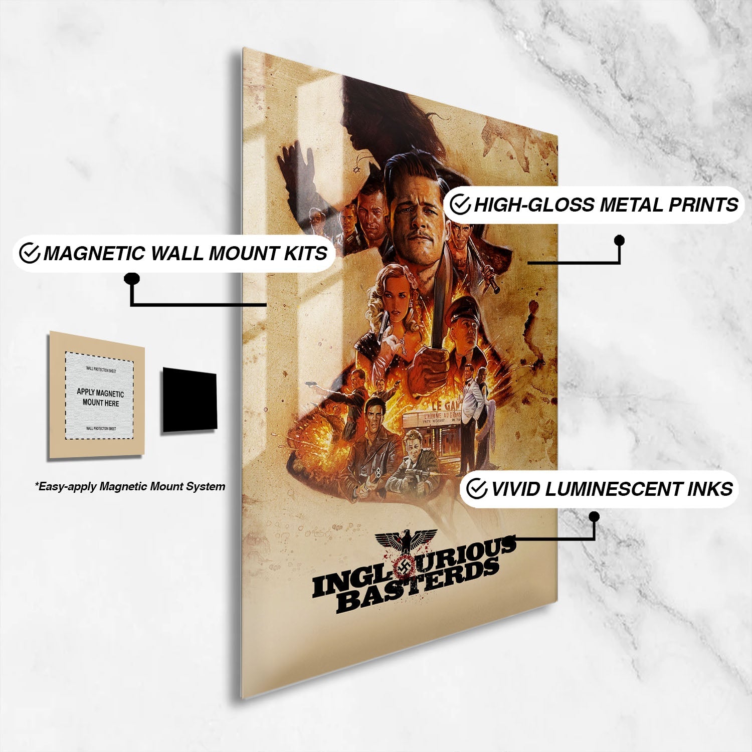 Flex Designs Metal Poster Inglourious Basterds 16 x 24" Home Goods - Movie 2009 Movie Metal Poster
