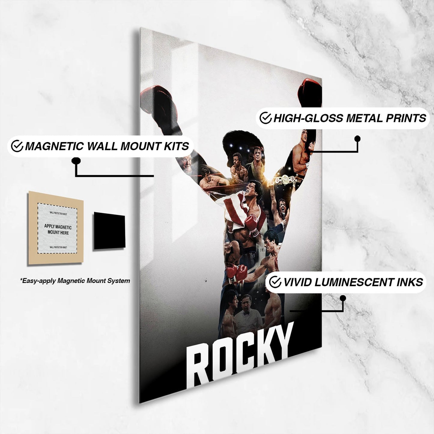 Flex Designs Metal Poster Rocky Collection Classic 16 x 24" Home Goods - Movie  Movie Metal Poster