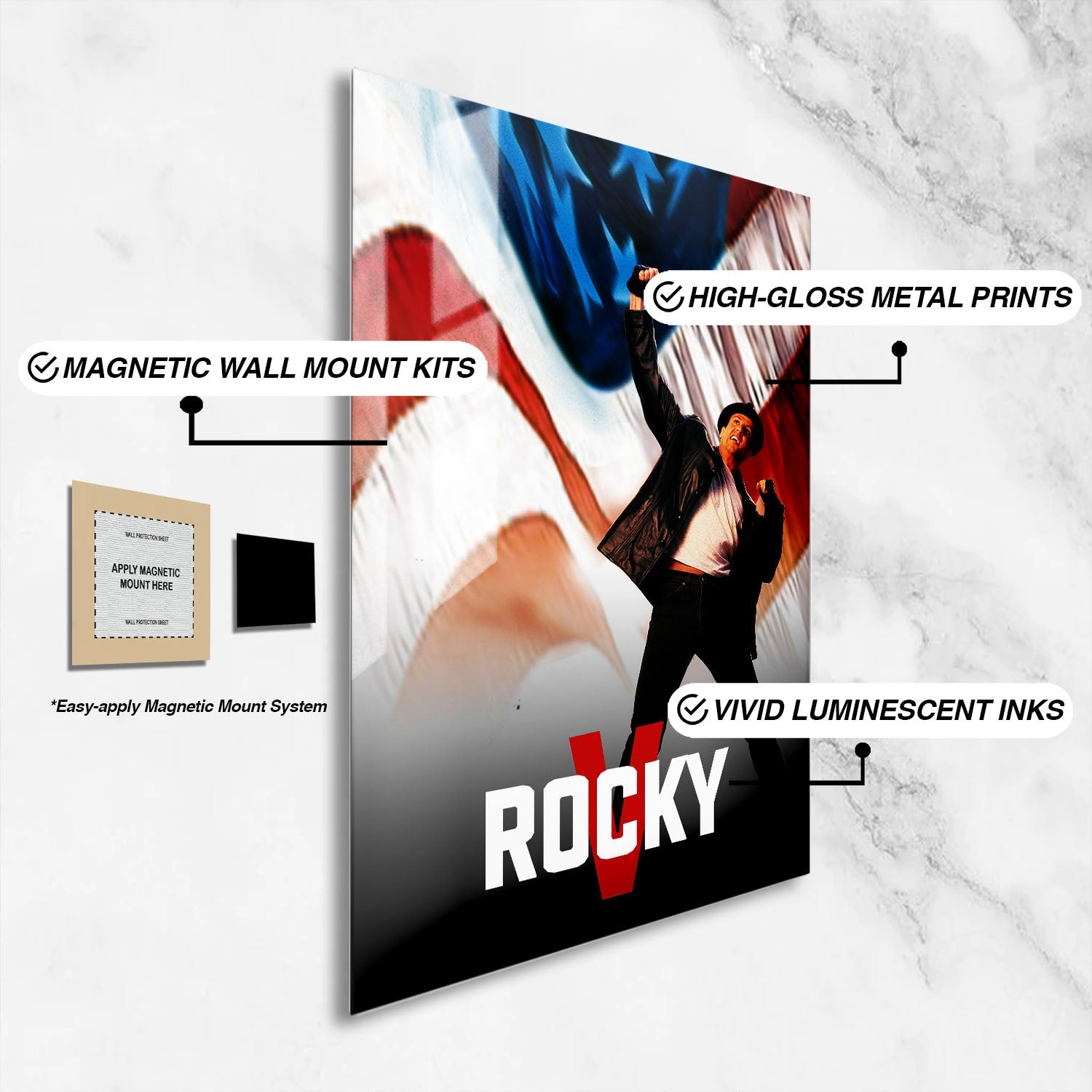 Flex Designs Metal Poster Rocky V Classic 16 x 24" Home Goods - Movie 1990 Movie Metal Poster