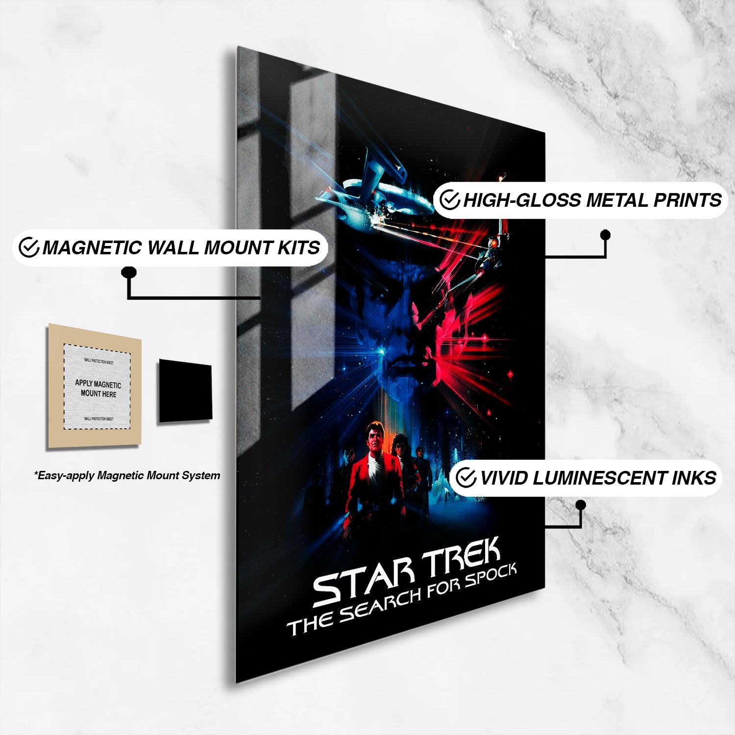 Flex Designs Metal Poster Star Trek III The Search for Spock Classic 16 x 24" Home Goods - Movie 1984 Movie Metal Poster