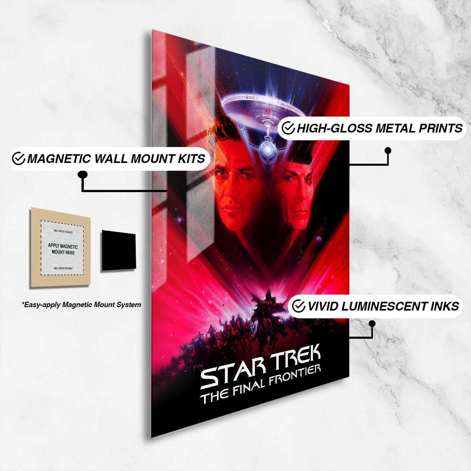 Flex Designs Metal Poster Star Trek V The Final Frontier Classic 16 x 24" Home Goods - Movie 1989 Movie Metal Poster