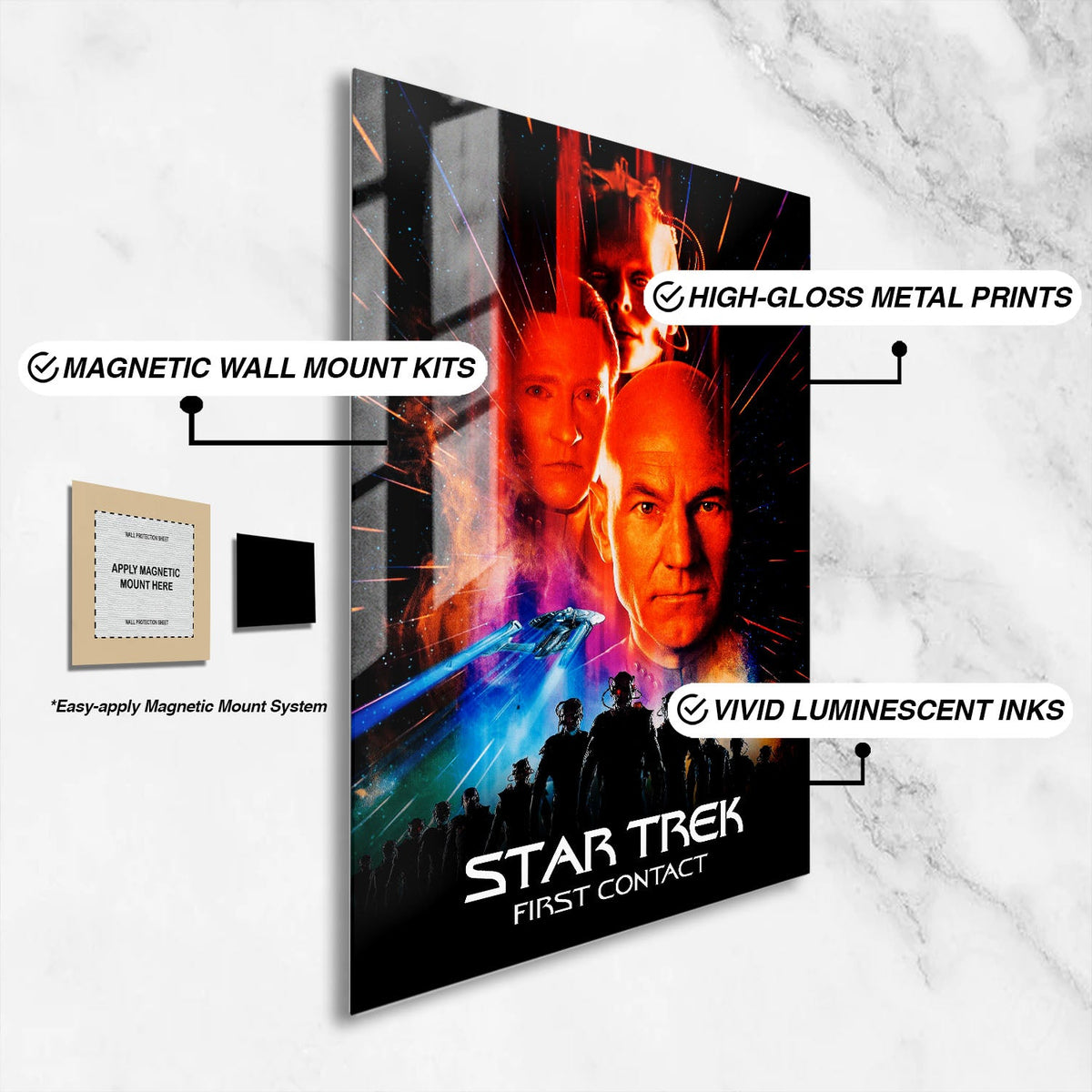 Flex Designs Metal Poster Star Trek First Contact Classic 16 x 24" Home Goods - Movie 1996 Movie Metal Poster