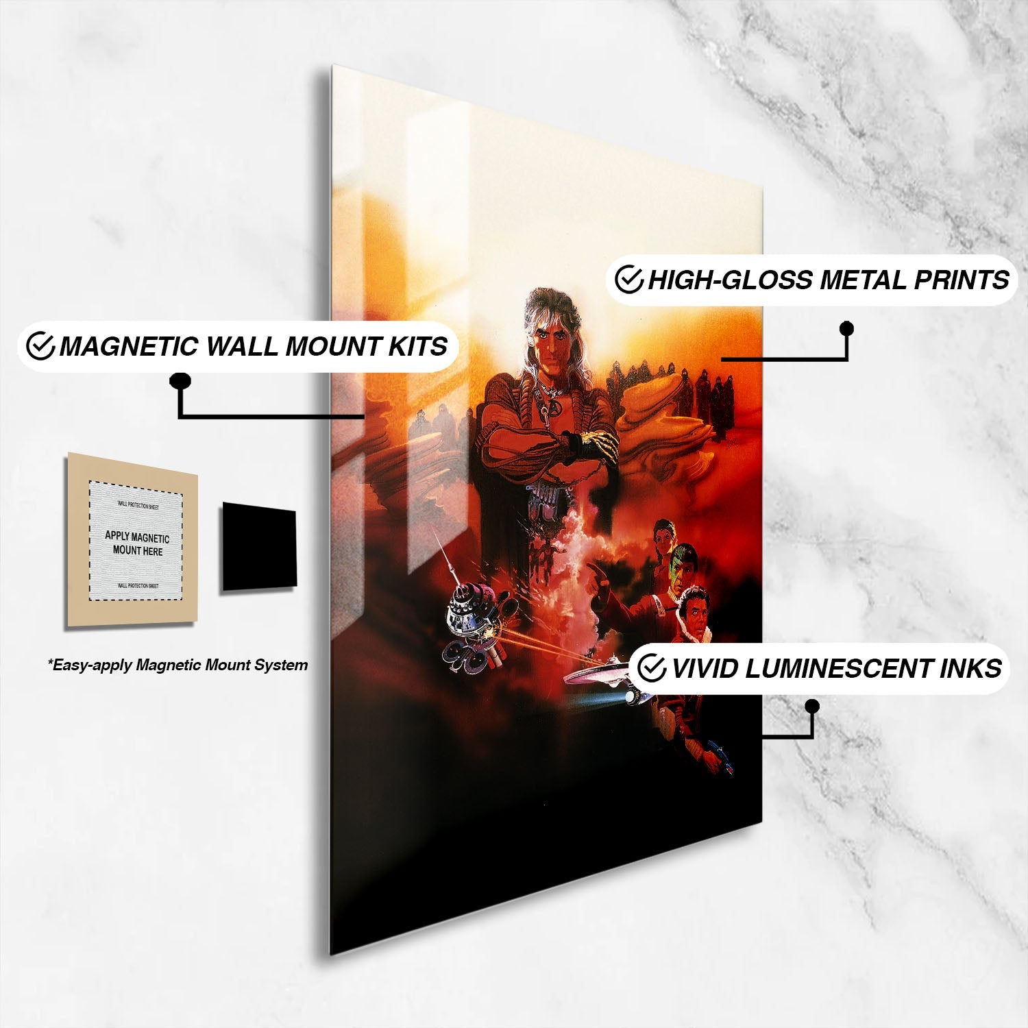 Flex Designs Metal Poster Star Trek II The Wrath of Khan Textless 16 x 24" Home Goods - Movie 1982 Movie Metal Poster