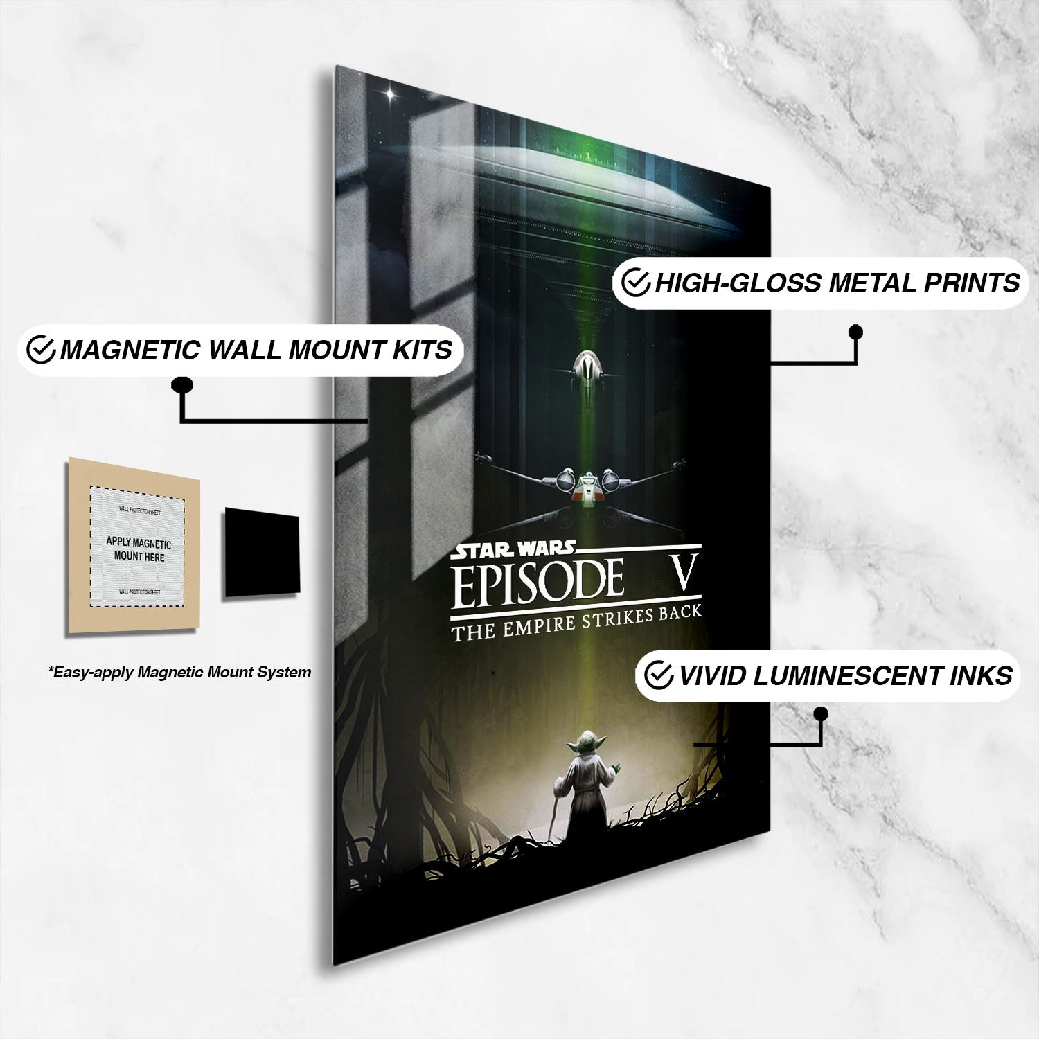 Flex Designs Metal Poster Star Wars Episode V - The Empire Strikes Back Theatrical 16 x 24" Home Goods - Movie 1980 Movie Metal Poster