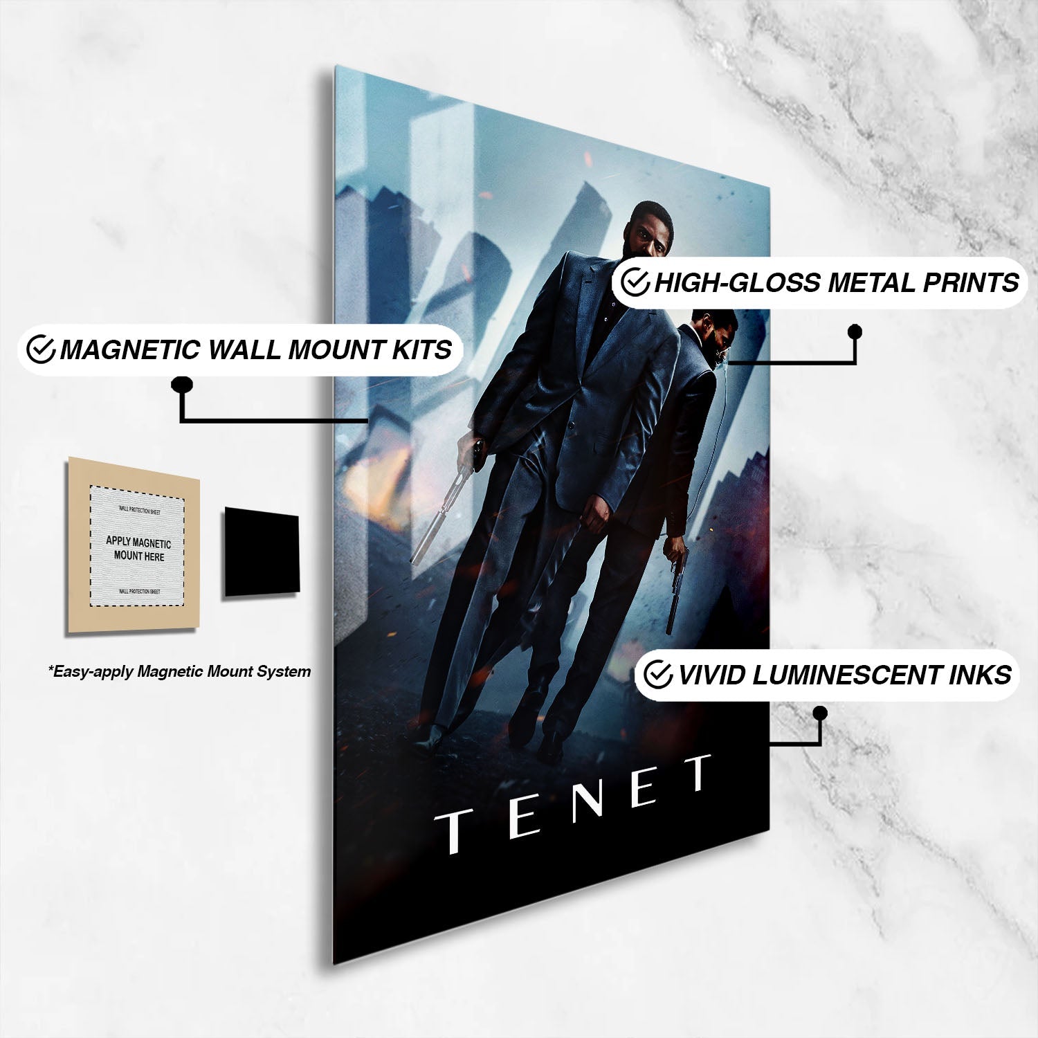 Flex Designs Metal Poster Tenet 16 x 24" Home Goods - Movie 2020 Movie Metal Poster