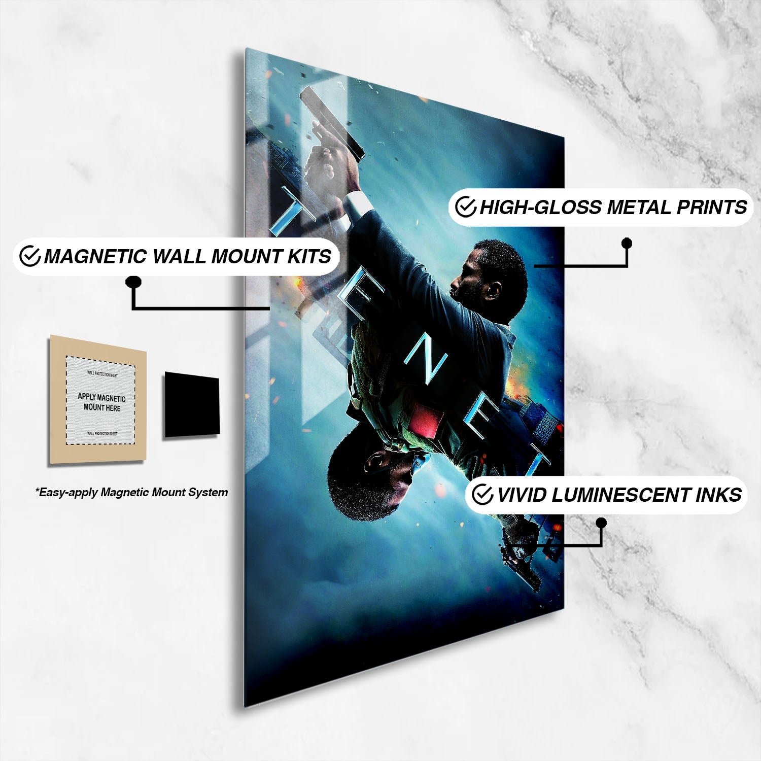 Flex Designs Metal Poster Tenet Cinematic 16 x 24" Home Goods - Movie 2020 Movie Metal Poster