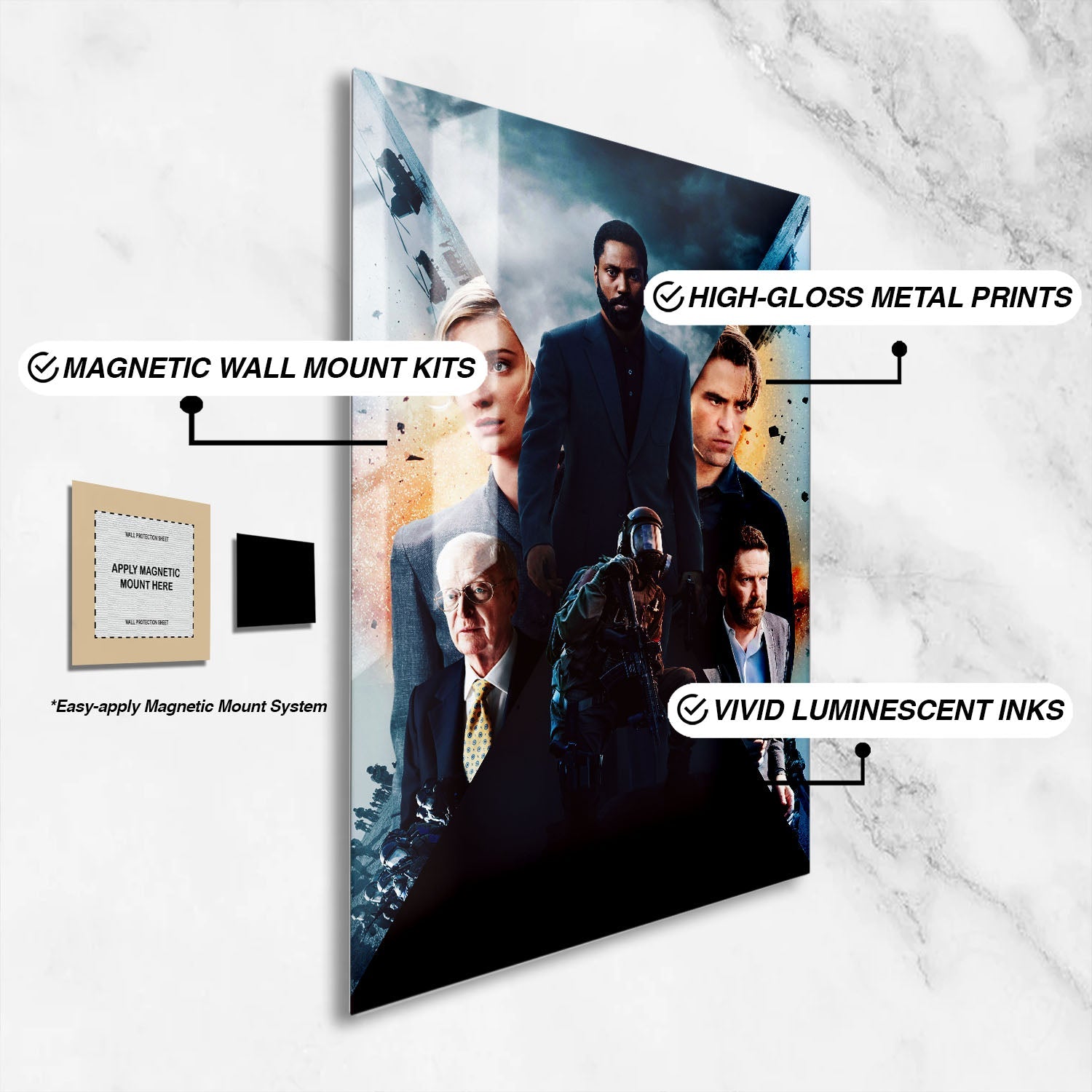 Flex Designs Metal Poster Tenet Key Art 16 x 24" Home Goods - Movie 2020 Movie Metal Poster