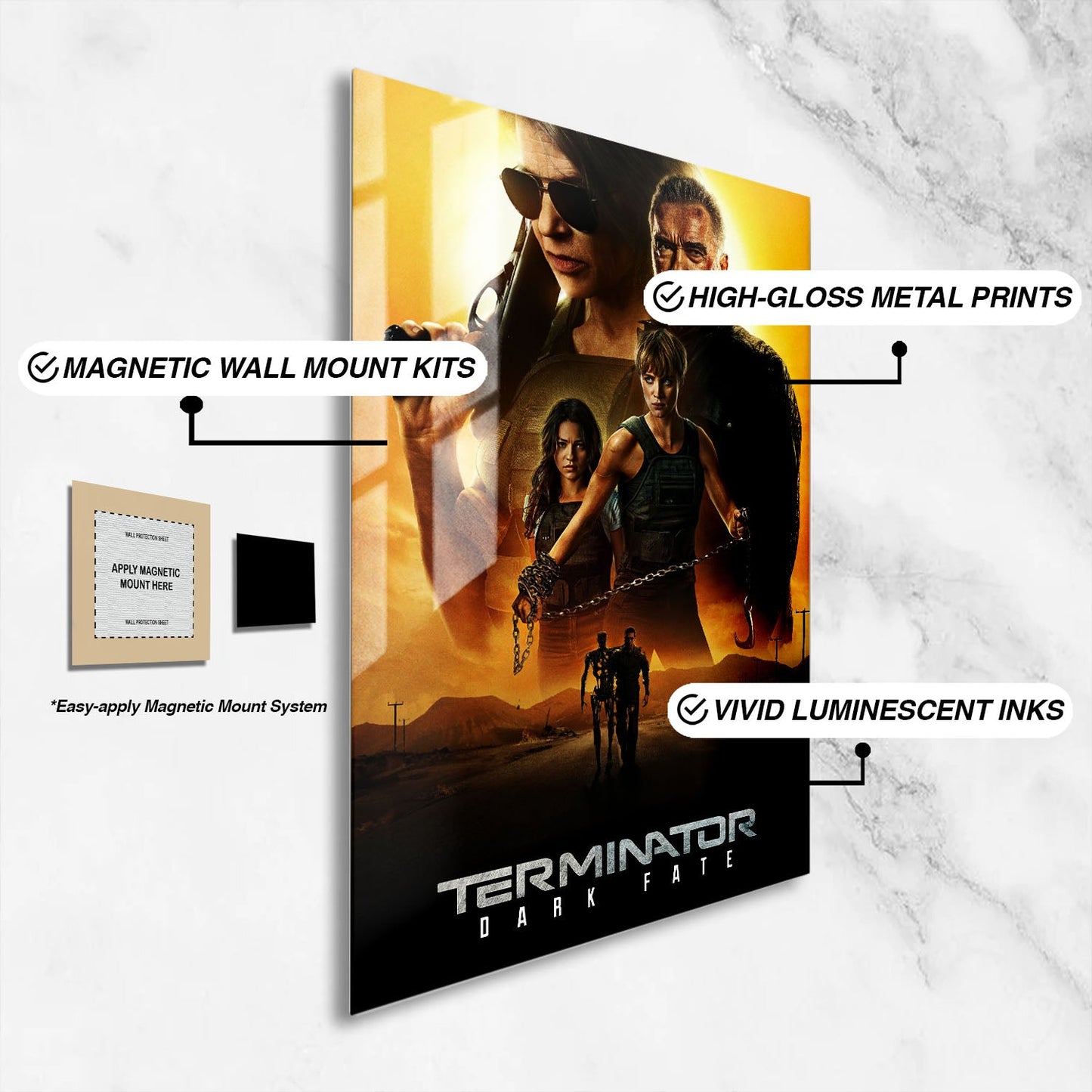 Flex Designs Metal Poster Terminator Dark Fate Classic 16 x 24" Home Goods - Movie 2019 Movie Metal Poster