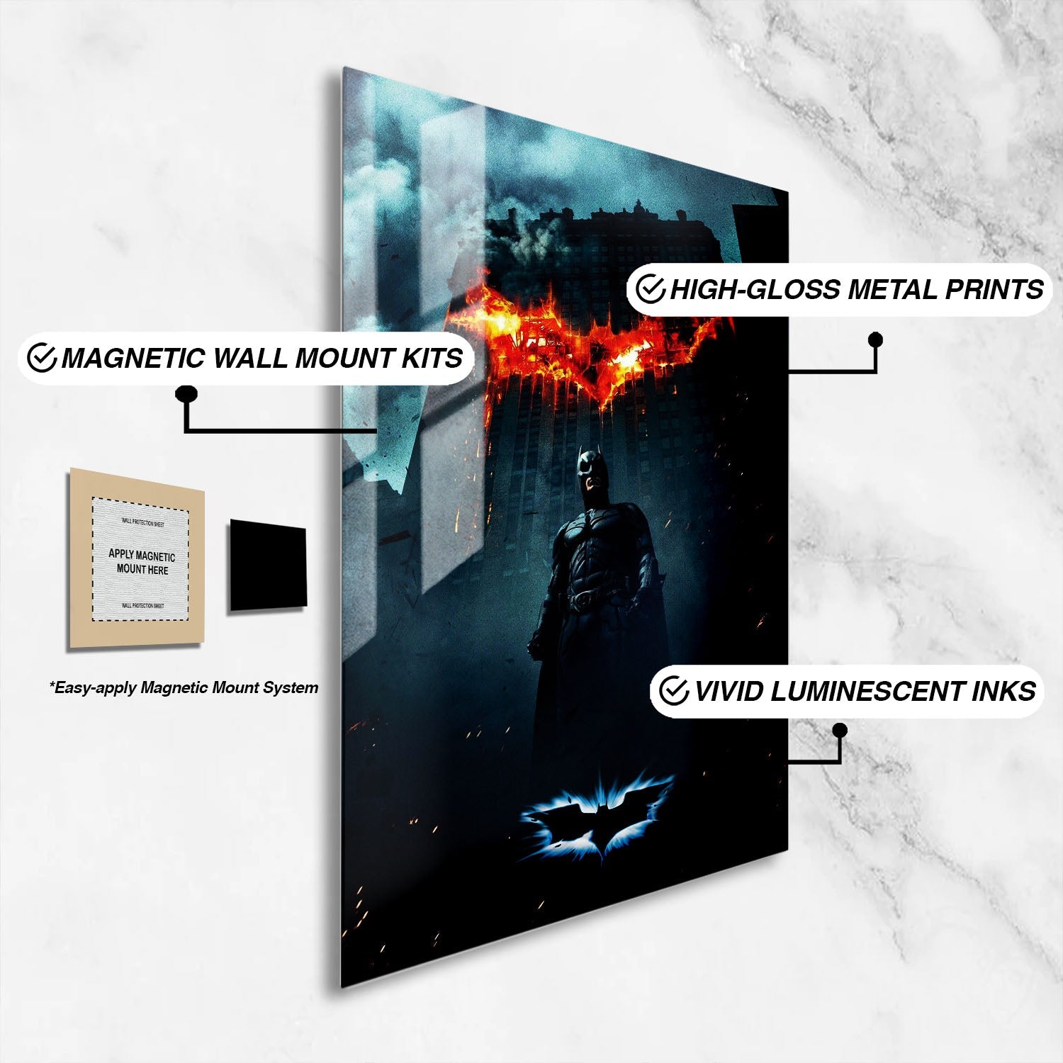 Flex Designs Metal Poster The Dark Knight Textless 16 x 24" Home Goods - Movie 2008 Movie Metal Poster