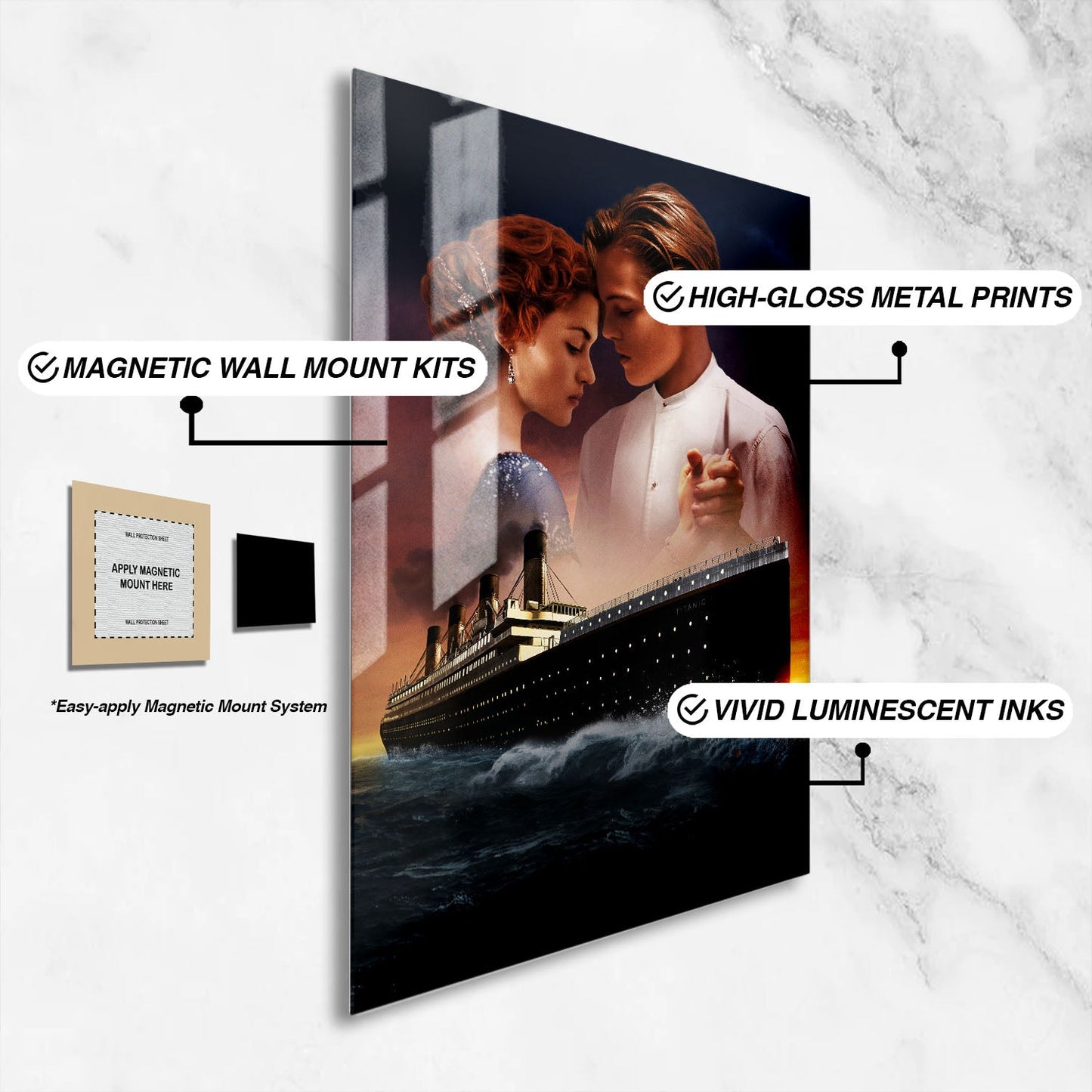 Flex Designs Metal Poster Titanic Key Art 16 x 24" Home Goods - Movie 1997 Movie Metal Poster