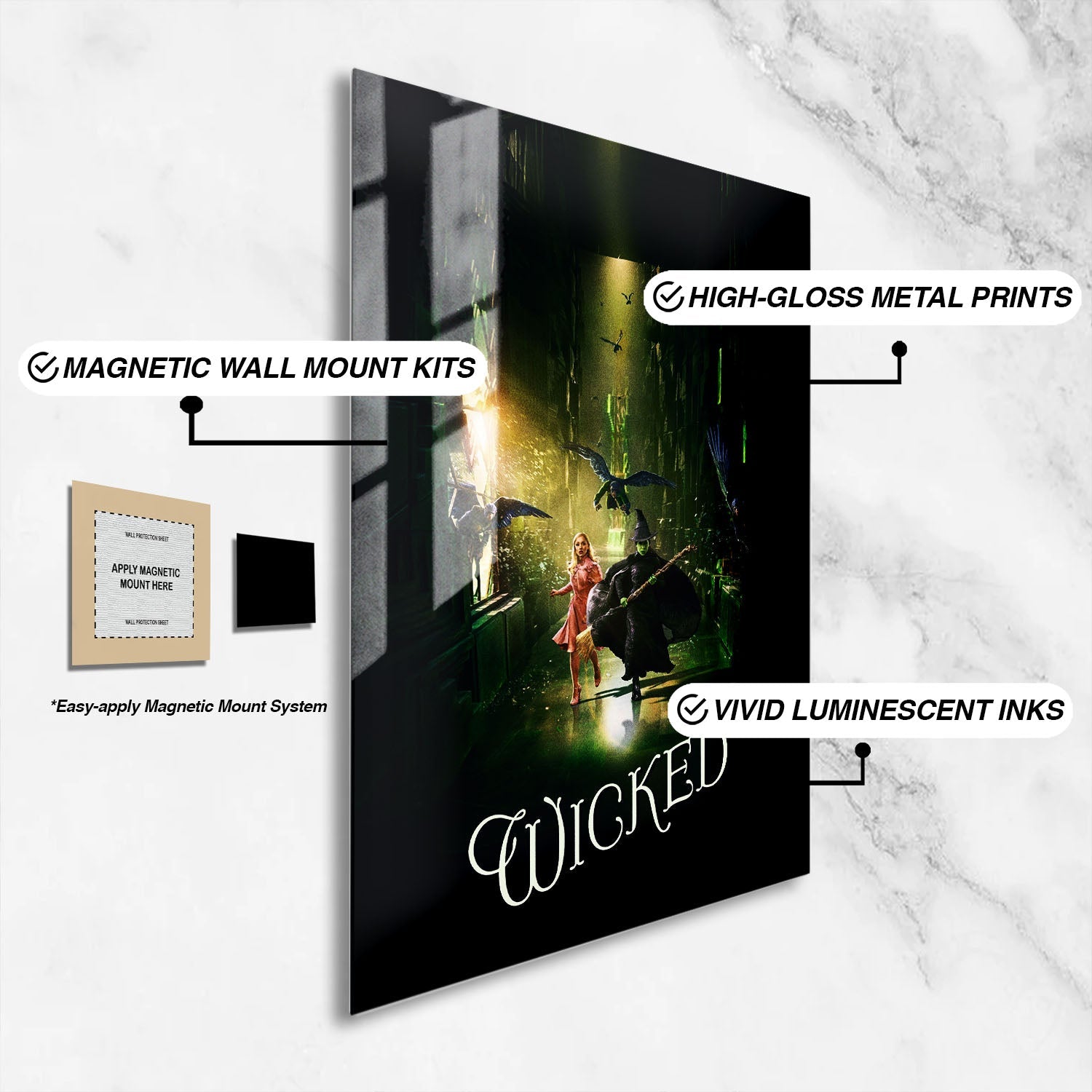 Flex Designs Metal Poster Wicked Cinematic 16 x 24" Home Goods - Movie 2024 Movie Metal Poster