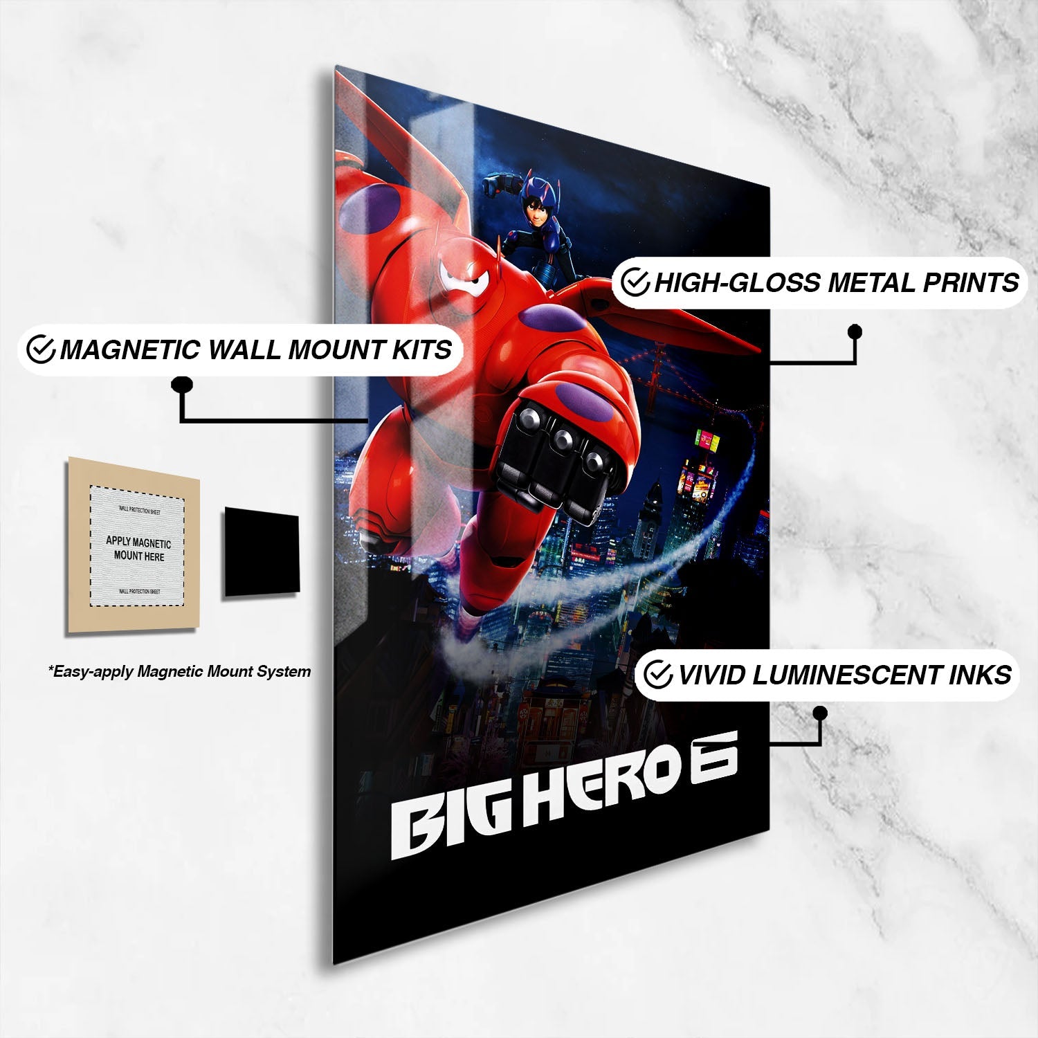 Flex Designs Metal Poster Big Hero 6 Cinematic 16 x 24" Home Goods - Movie 2014 Movie Metal Poster