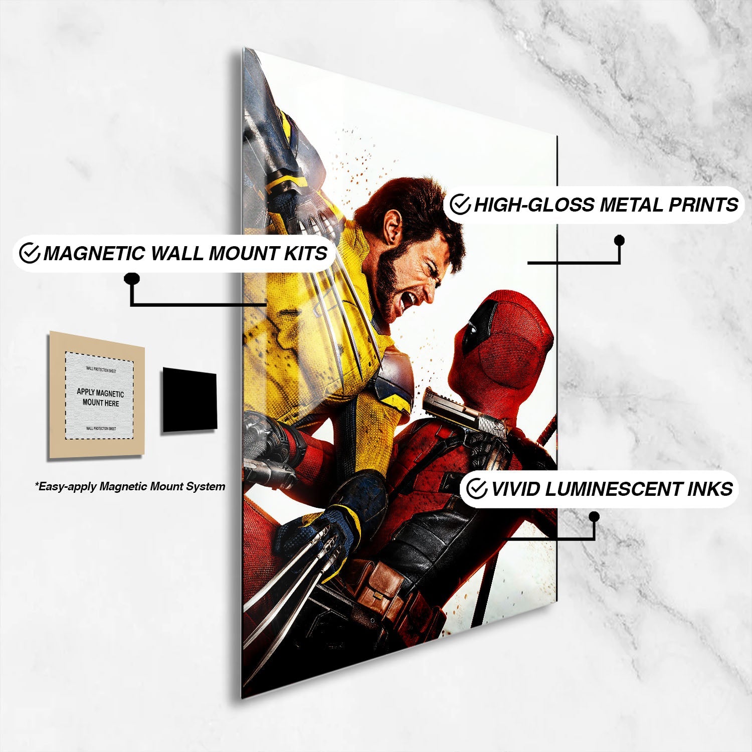 Flex Designs Metal Poster Deadpool & Wolverine Textless 16 x 24" Home Goods - Movie 2024 Movie Metal Poster