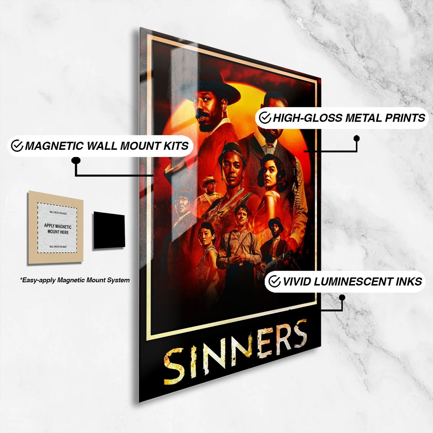 Flex Designs Metal Poster Sinners Theatrical 16 x 24" Home Goods - Movie 2025 Movie Metal Poster