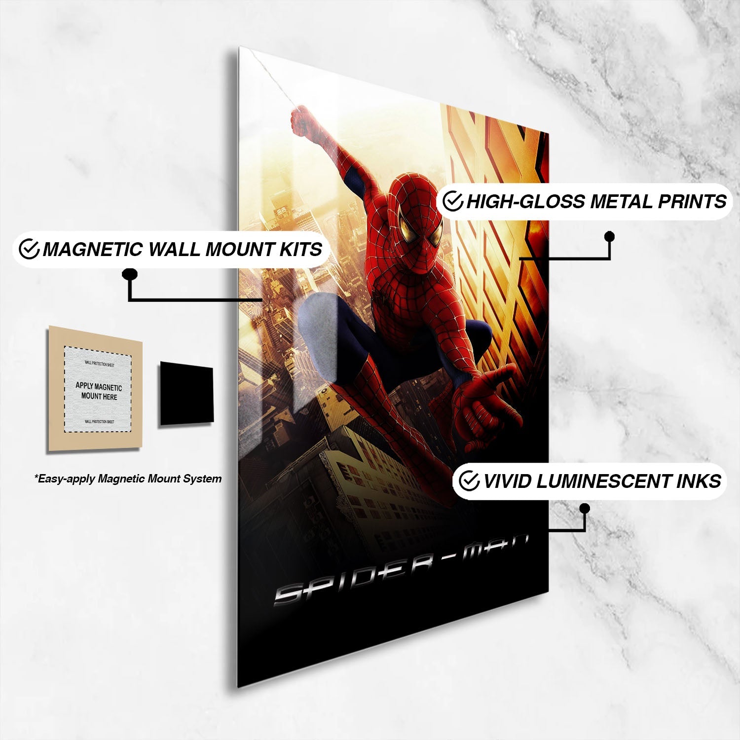 Flex Designs Metal Poster Spider-Man Cinematic 16 x 24" Home Goods - Movie 2002 Movie Metal Poster