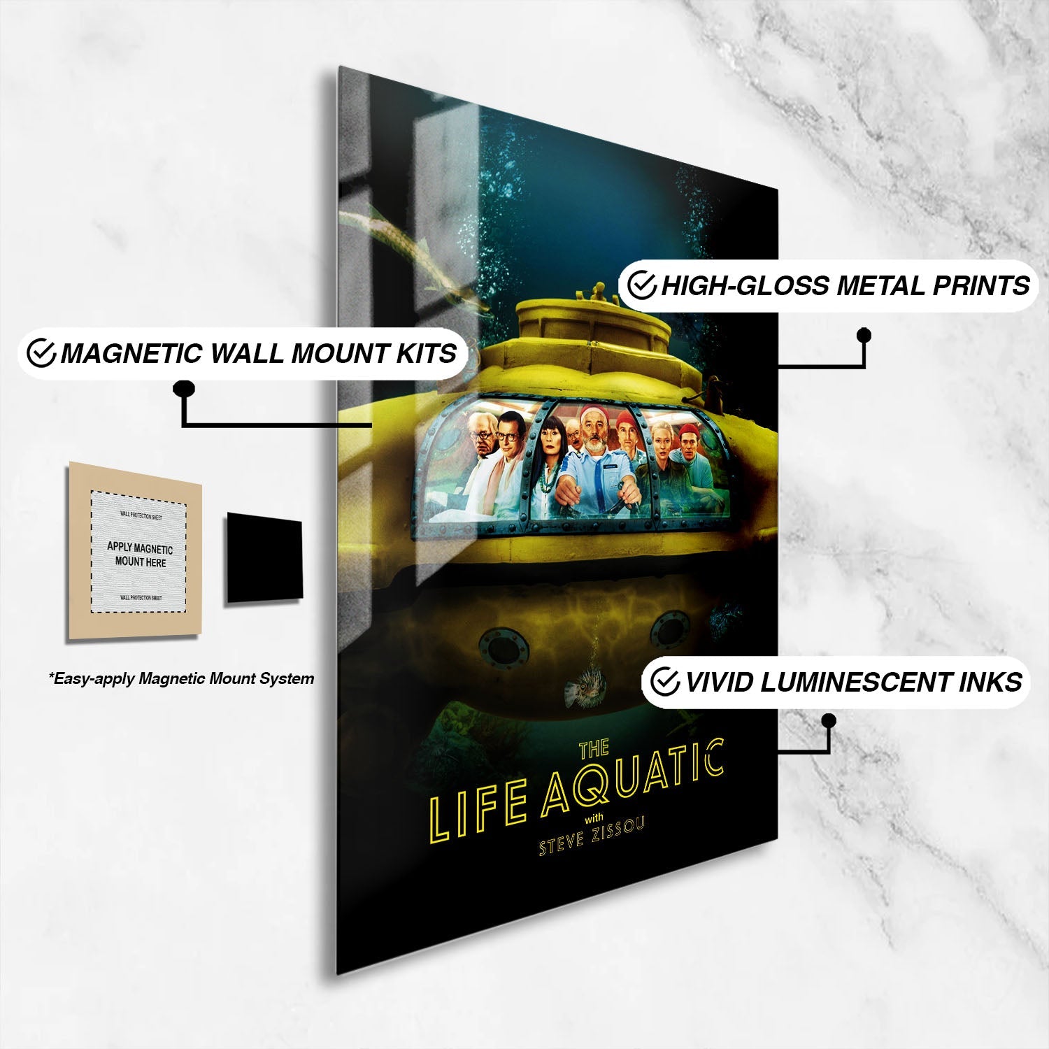 Flex Designs Metal Poster The Life Aquatic with Steve Zissou 16 x 24" Home Goods - Movie 2004 Movie Metal Poster