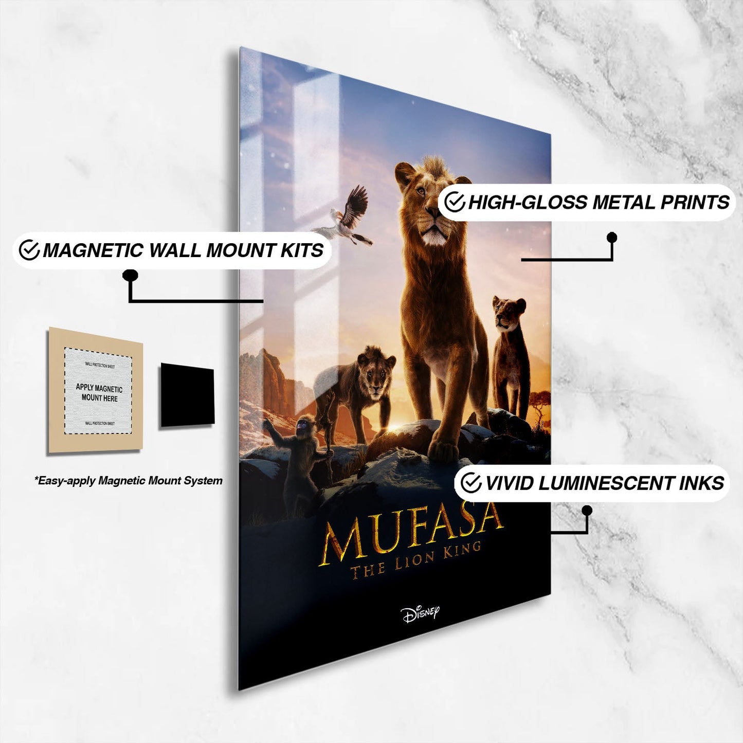 Flex Designs Metal Poster Mufasa The Lion King 16 x 24" Home Goods - Movie 2024 Movie Metal Poster