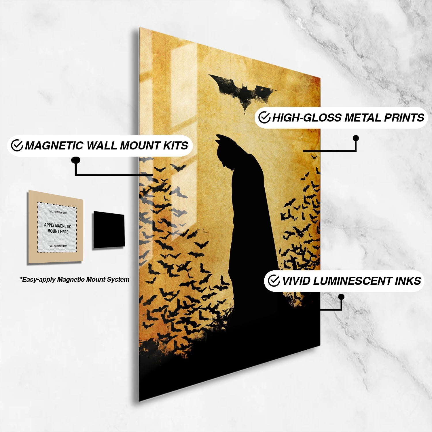Flex Designs Metal Poster The Dark Knight Minimalist 16 x 24" Home Goods - Movie 2008 Movie Metal Poster