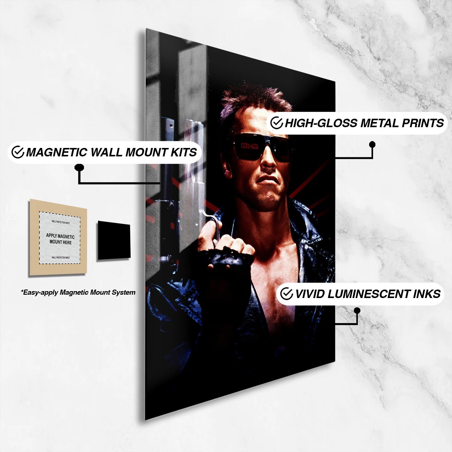 Flex Designs Metal Poster The Terminator Textless 16 x 24" Home Goods - Movie 1984 Movie Metal Poster