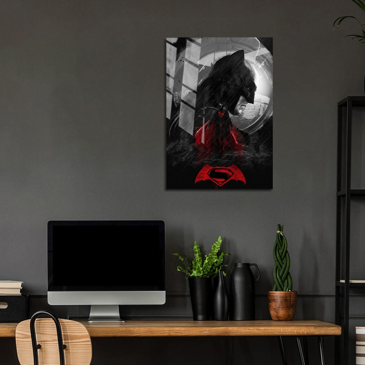 Flex Designs Metal Poster Batman v Superman Dawn of Justice Cartoon 5 x 7" Home Goods - Movie 2016 Movie Metal Poster