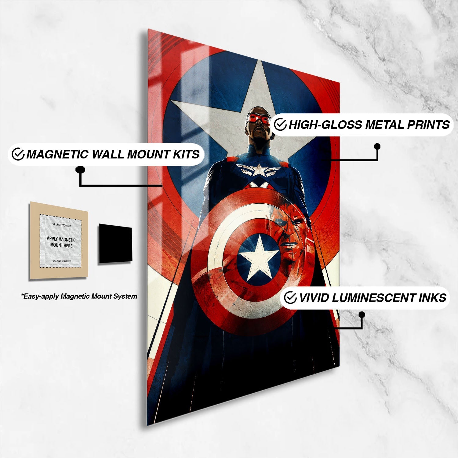 Flex Designs Metal Poster Captain America Brave New World Cartoon 16 x 24" Home Goods - Movie 2025 Movie Metal Poster