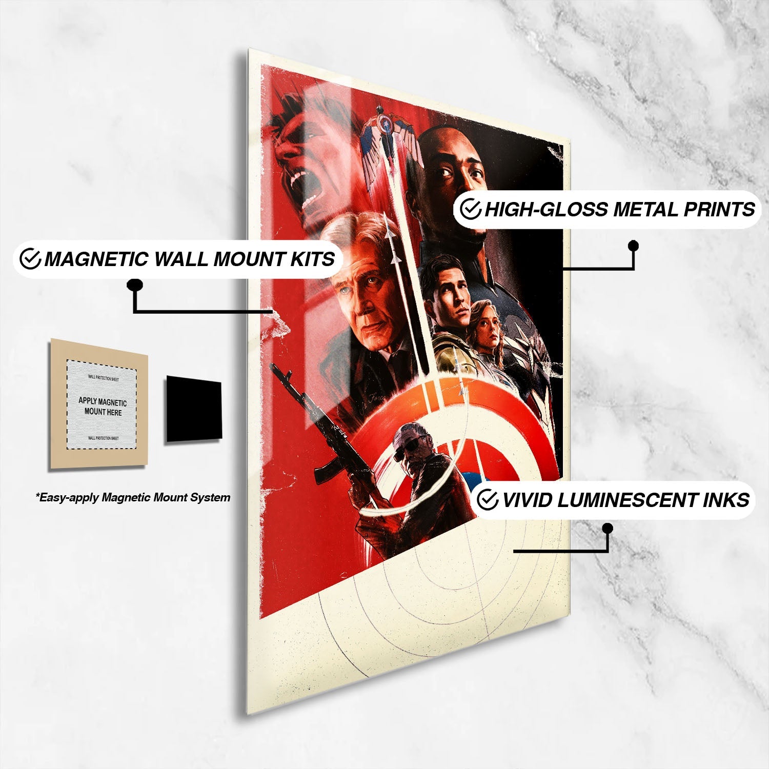 Flex Designs Metal Poster Captain America Brave New World Teaser 16 x 24" Home Goods - Movie 2025 Movie Metal Poster