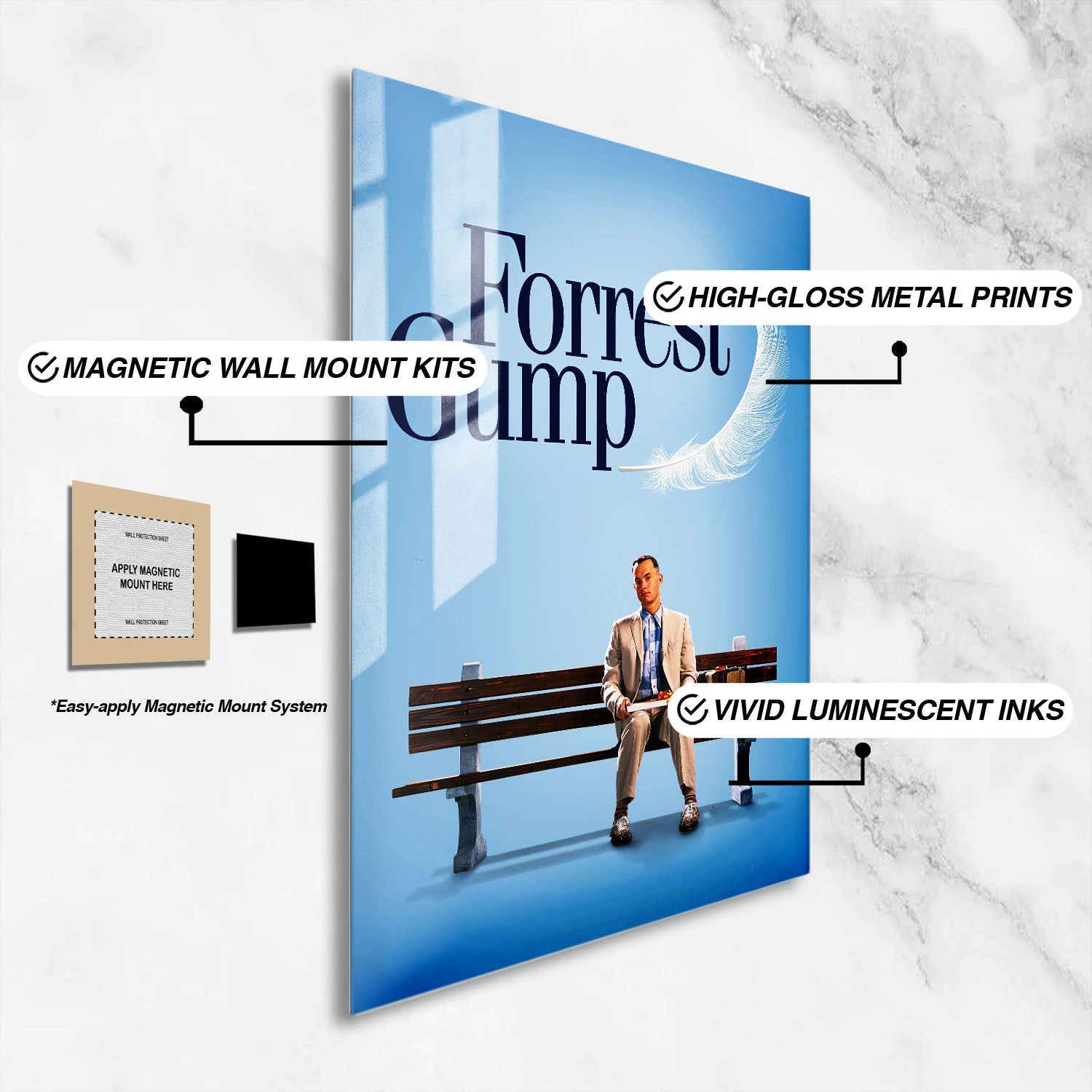 Flex Designs Metal Poster Forrest Gump 16 x 24" Home Goods - Movie 1994 Movie Metal Poster