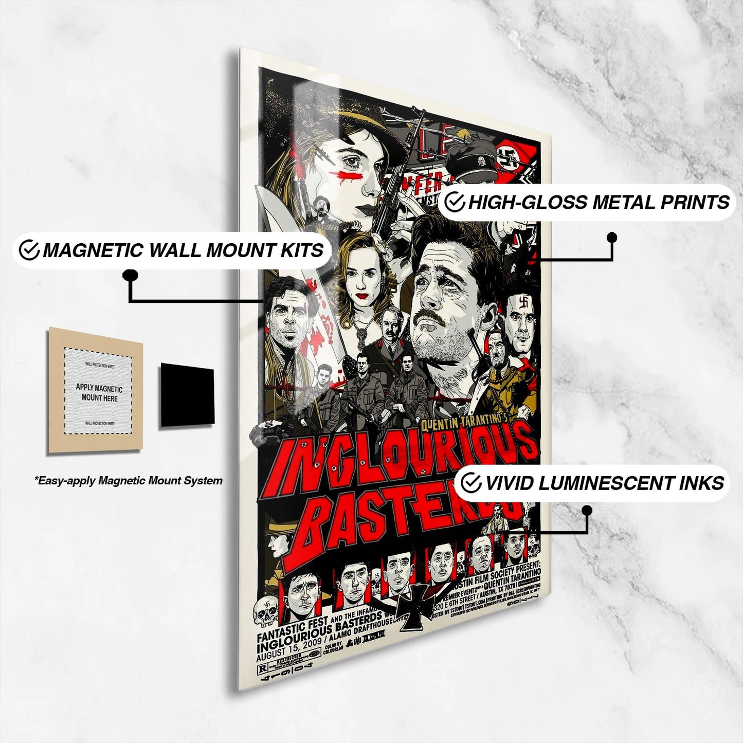 Flex Designs Metal Poster Inglourious Basterds War 16 x 24" Home Goods - Movie 2009 Movie Metal Poster