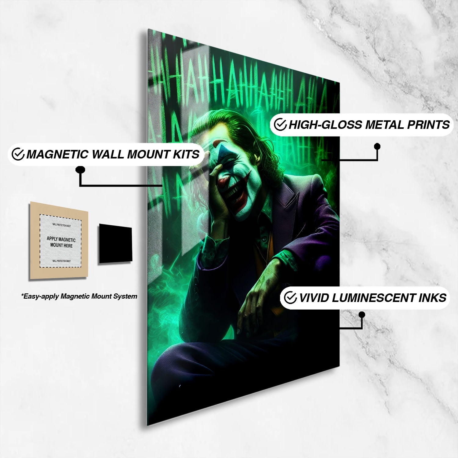Flex Designs Metal Poster Joker Laugh 16 x 24" Home Goods - Movie 2019 Movie Metal Poster