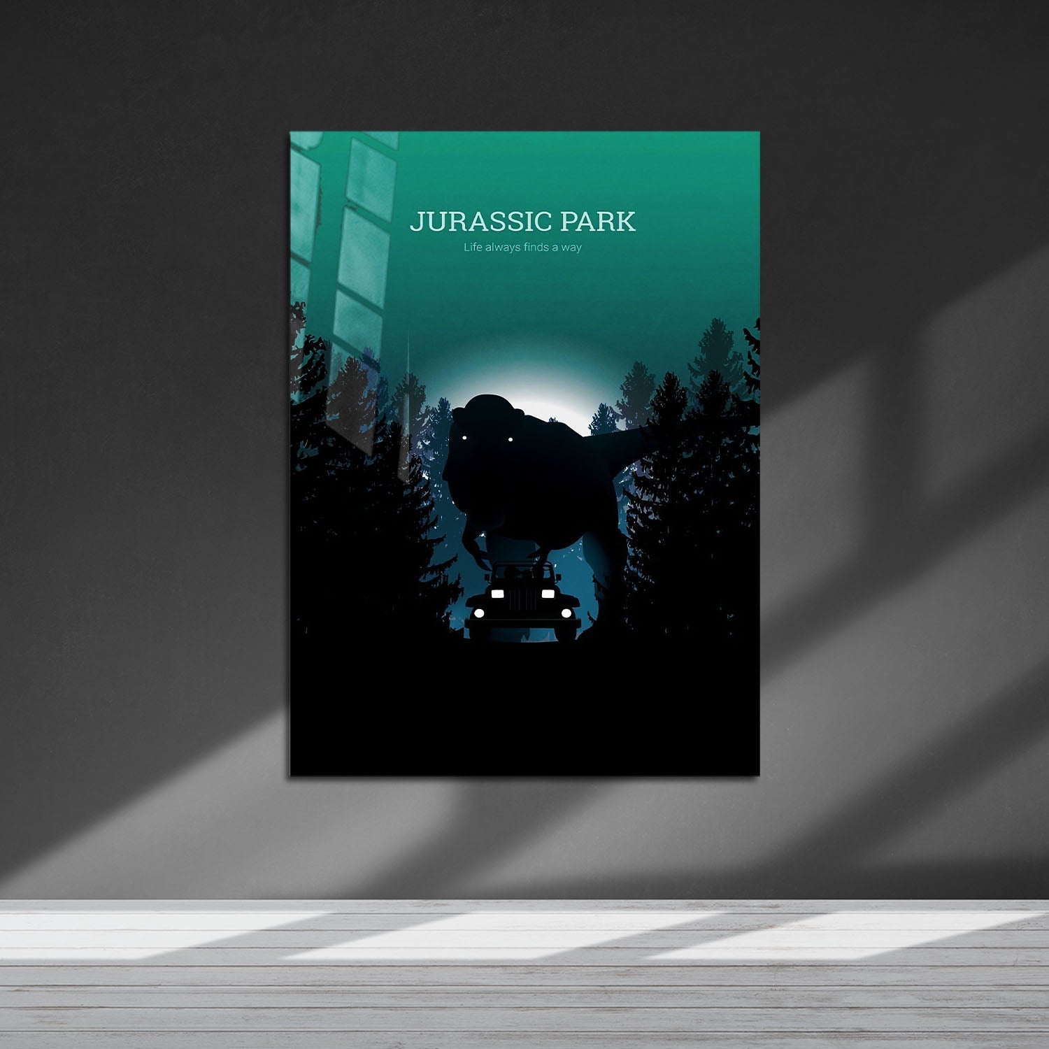 Flex Designs Metal Poster Jurassic Park Minimalist 5 x 7" Home Goods - Movie 1993 Movie Metal Poster
