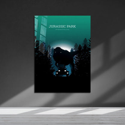 Flex Designs Metal Poster Jurassic Park Minimalist 5 x 7" Home Goods - Movie 1993 Movie Metal Poster