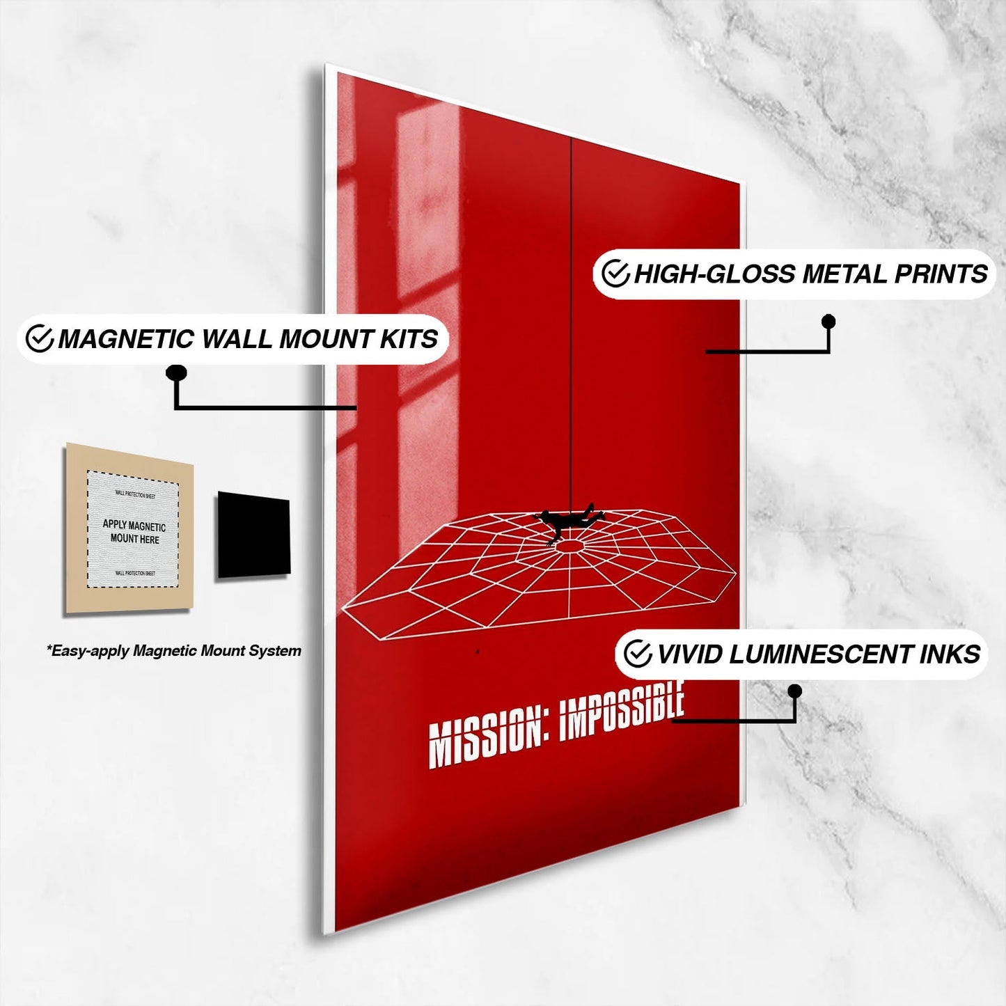 Flex Designs Metal Poster Mission Impossible Red Minimalist 16 x 24" Home Goods - Movie 2025 Movie Metal Poster