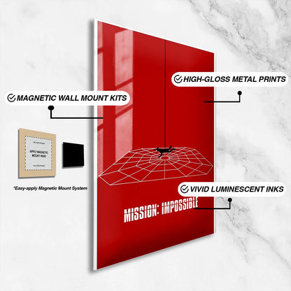 Flex Designs Metal Poster Mission Impossible Red Minimalist 16 x 24" Home Goods - Movie 2025 Movie Metal Poster