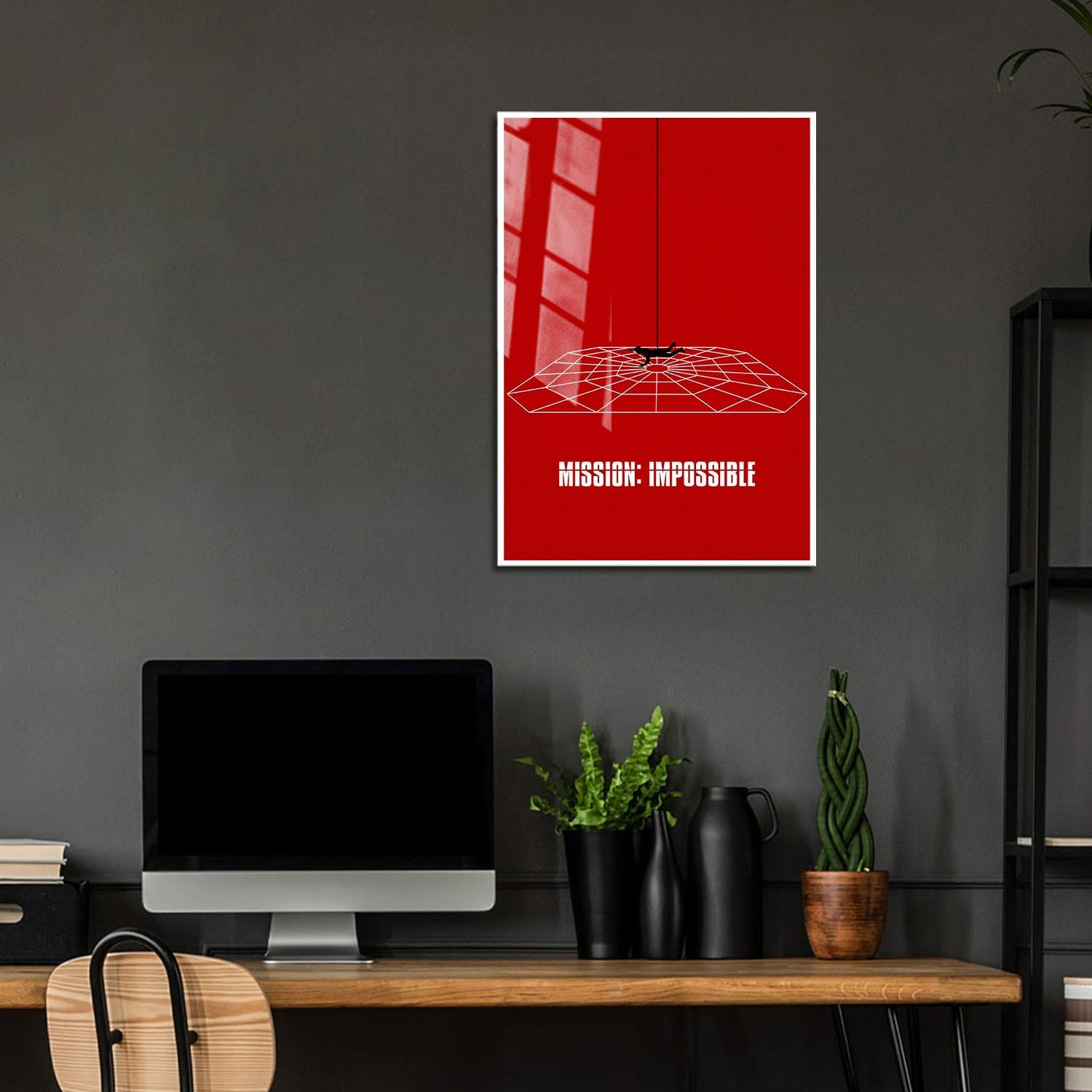 Flex Designs Metal Poster Mission Impossible Red Minimalist 5 x 7" Home Goods - Movie 2025 Movie Metal Poster