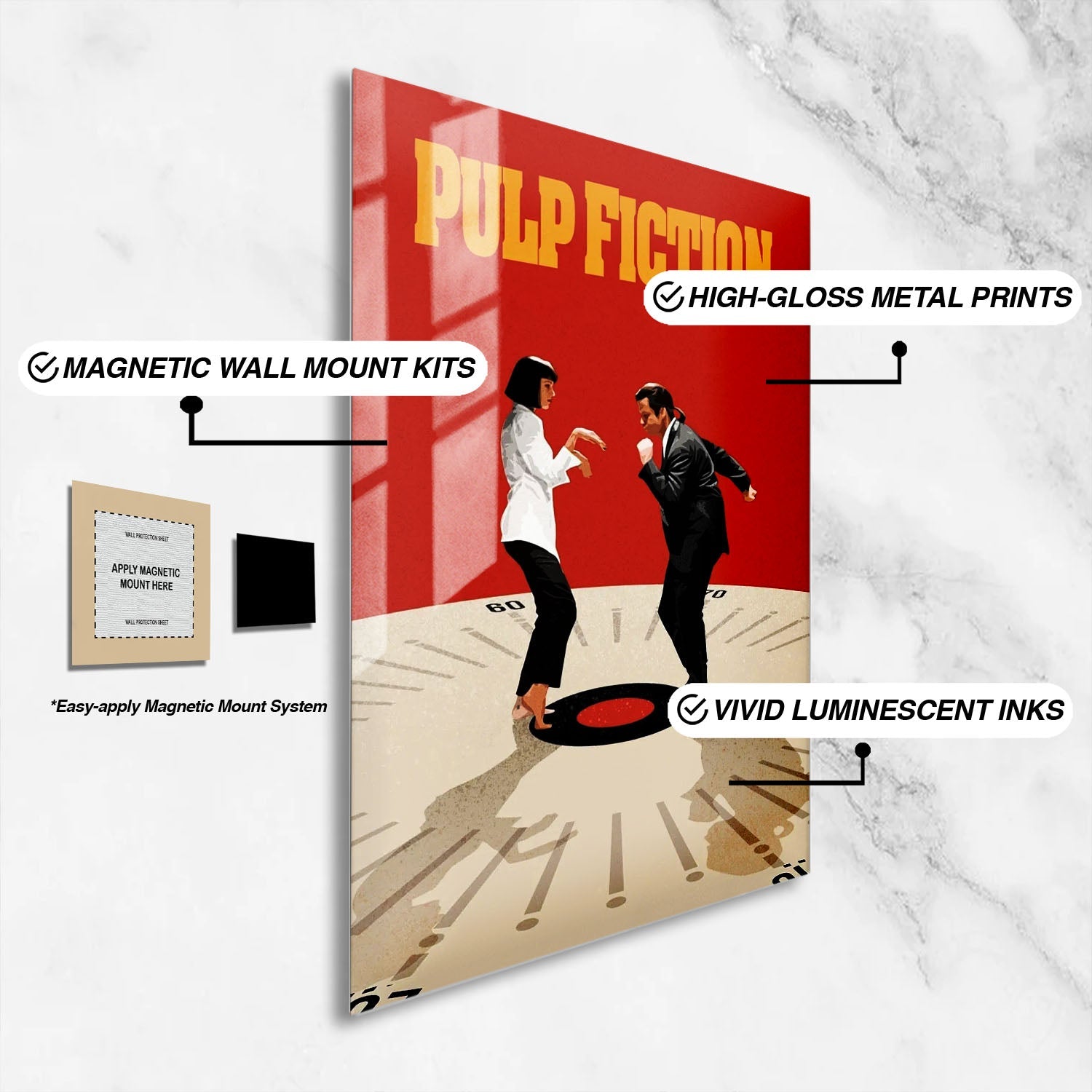 Flex Designs Metal Poster Pulp Fiction Cartoon 16 x 24" Home Goods - Movie 1994 Movie Metal Poster